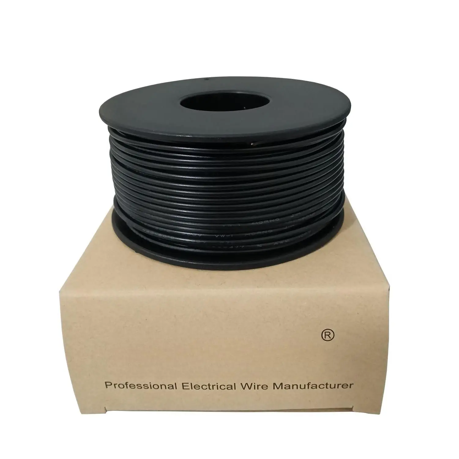 22 AWG Solid Core Wire 100 ft, Black PVC Hook-Up Wire, 300V