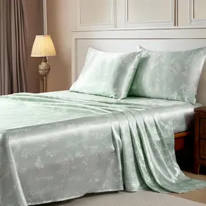 Bed Sheets with Elastic Corner Straps, Full Size Sheets Set, 4 Pcs Bedding Set with 15 Inches Deep for Mattress (Full, Floral Sage)