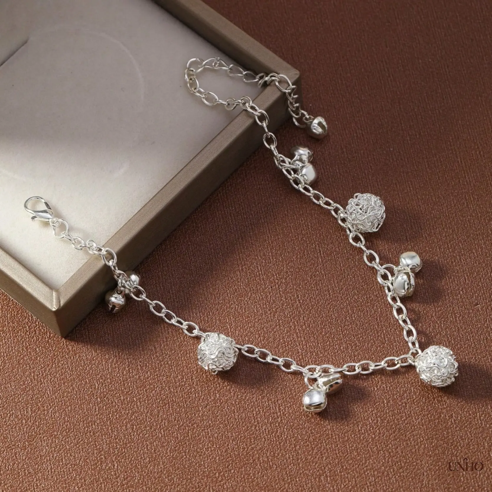 Ethnic Style Bell Bead Silver-Plated Anklet For Women, Simple Sweet Niche Ins Fashion Bell Foot Jewelry