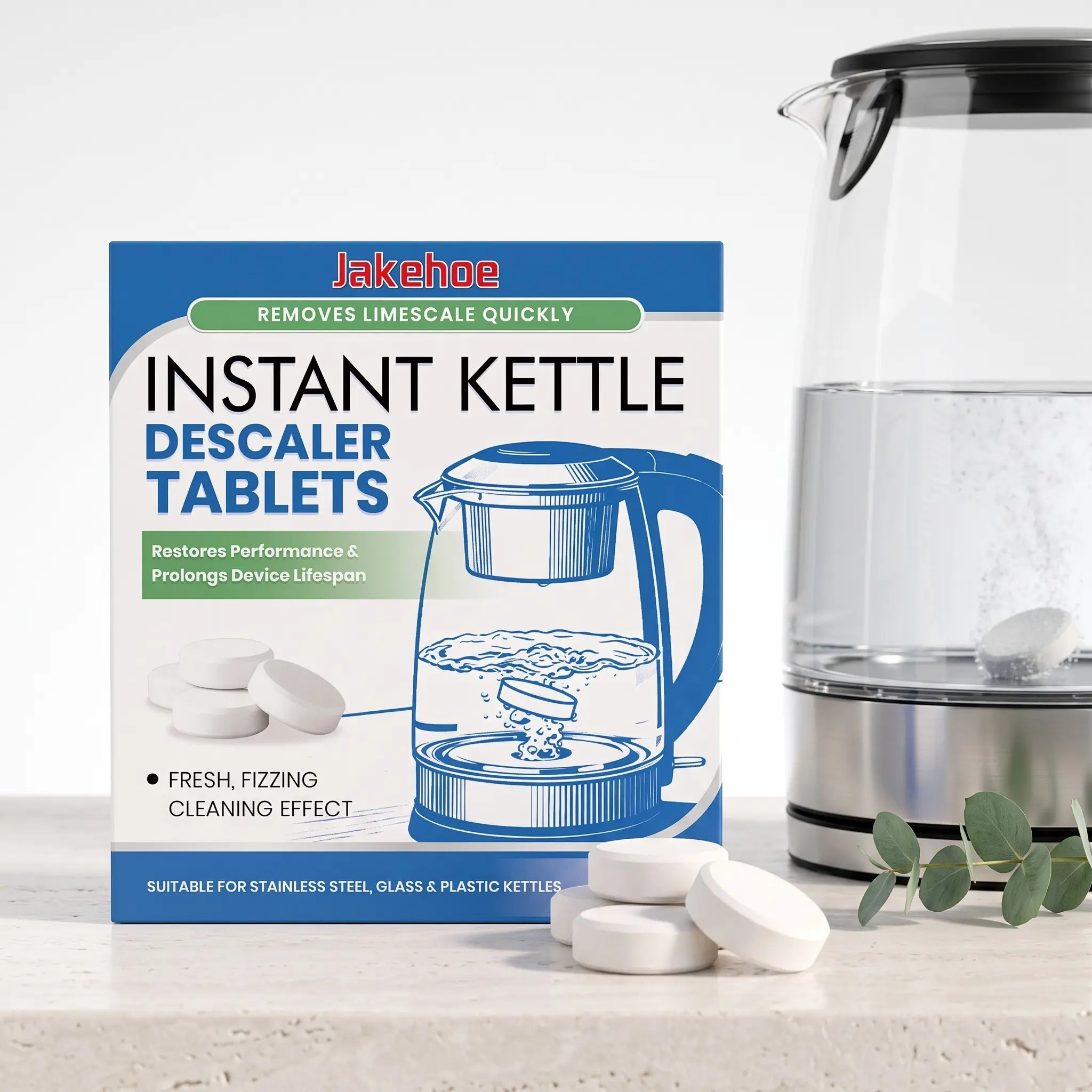 Instant Water Kettle Descaler Tablets (12pcs), Remove Stains Quickly, Deep Remove Limescale, Improve Performance, Universal Descaler