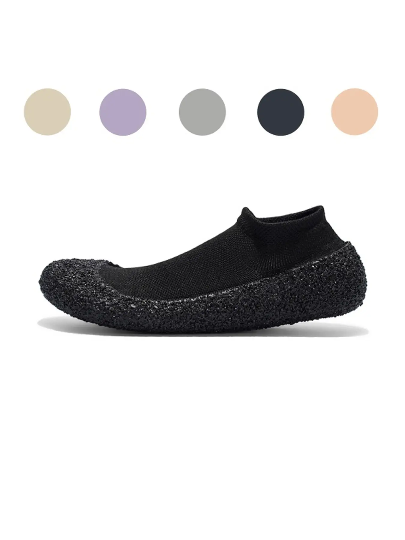 Women Light Grey Slip-On Integrated Knit Pilates Shoes Elastic Ankle Cuff Textured Foam Thick Sole Home Ballet Training Footwear Dancing Shoes