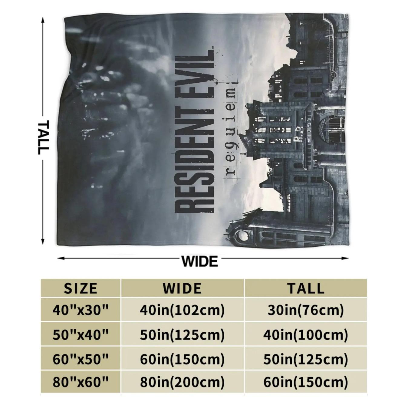 Resident Evil 9 Requiem Leon Inspired Game Throw Blanket Ultra Soft Cozy Plush Gaming Blanket for Sofa Bedroom Living Room Bedding Multiple Sizes Horror Game Fan Gift