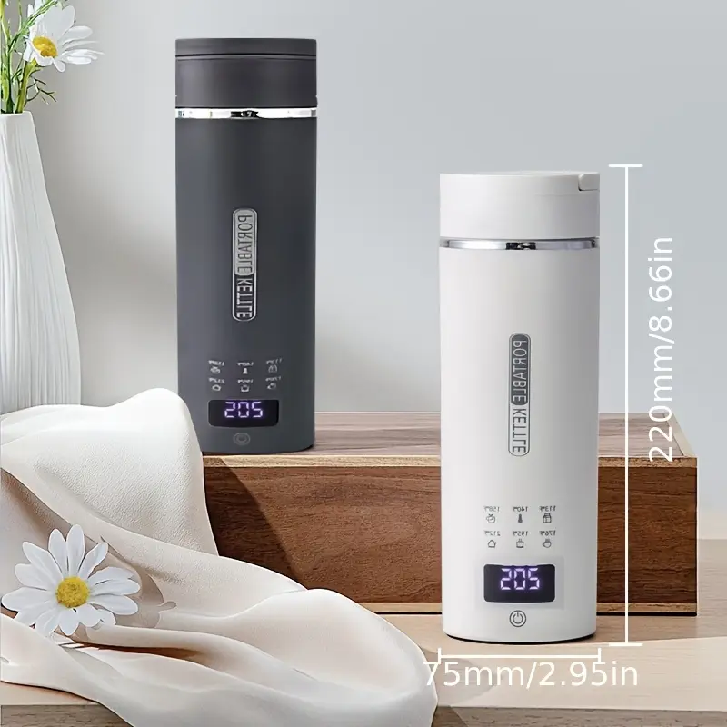 Compact Travel Electric Water Heater 1pc, Small 15.2oz Stainless Steel Kettle with 6 Temp Control Functions, Safe Auto Shutoff & Dry Burn Protection, BPA-Free Portable Boiler for Coffee, Flower Tea and Milk Making,Gold,mechanic,Assorted,Red,L,rec,sympathy
