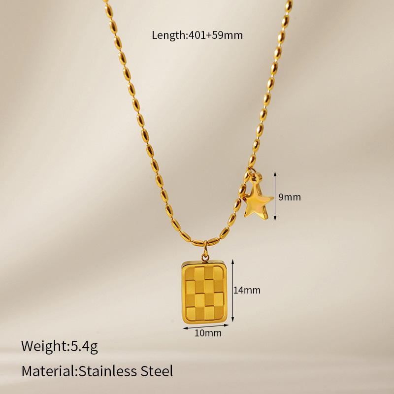 Starlight diamond necklace, niche style, light luxury collarbone chain, zircon chessboard accessory, high-end jewelry for women