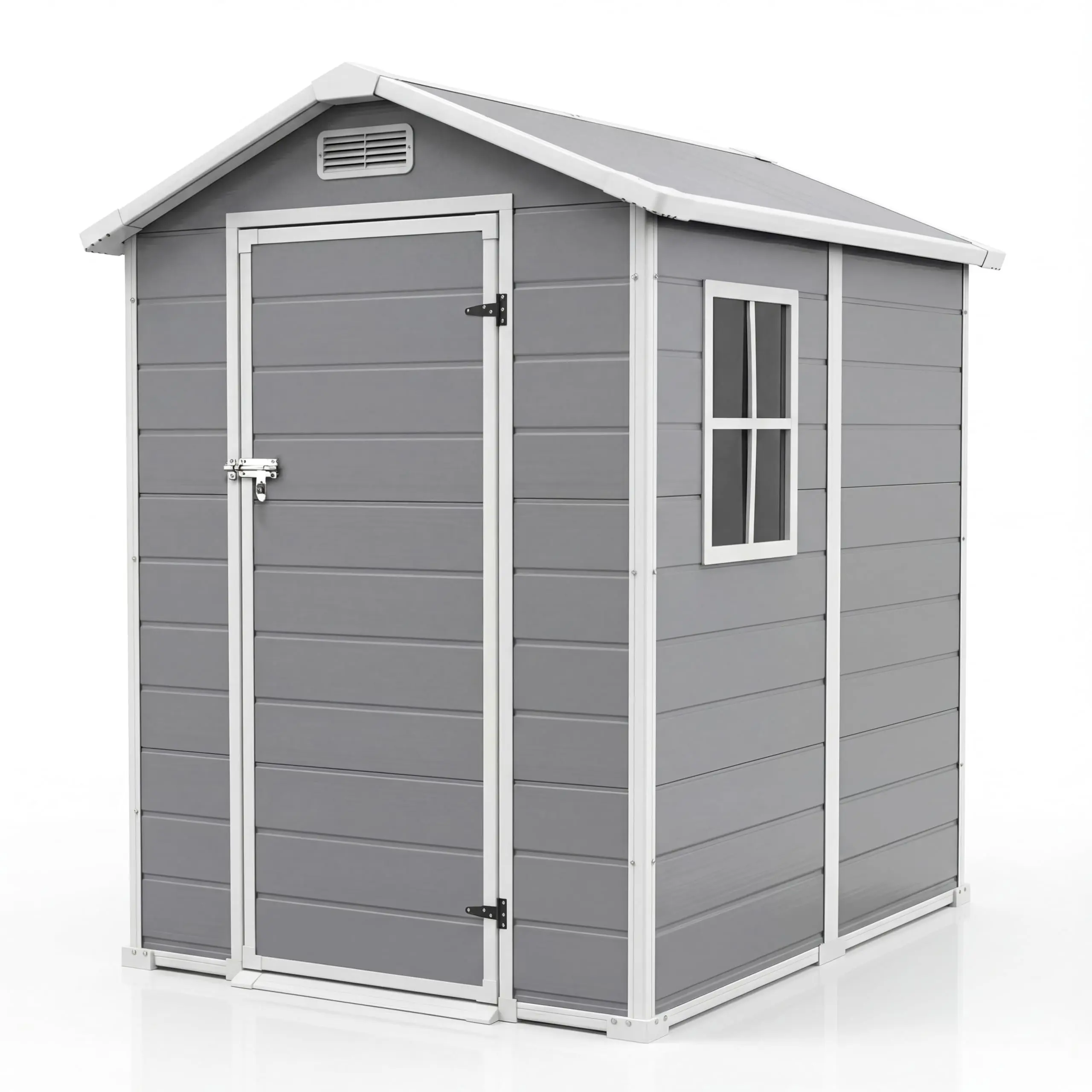 Resin Outdoor Storage Sheds 4x6 ft, Upgraded Double-Wall Outdoor Plastic Shed with Window, Waterproof Lockable Garden Shed