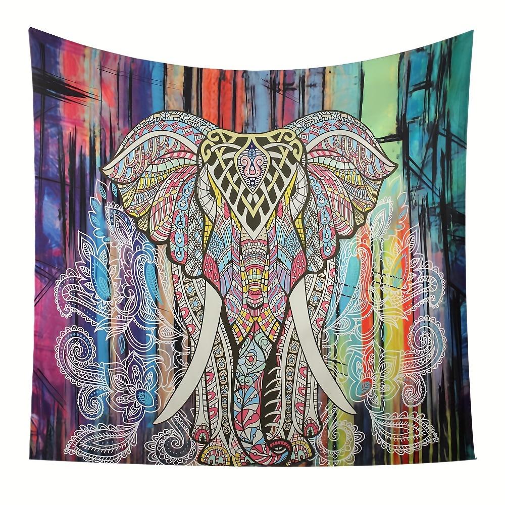 1pc Exotic Mandala Indian Elephant Canvas Tapestry, Ethnic Life Wall Rug Creative Religious Print Wall Decor， funny room tapestry durable man