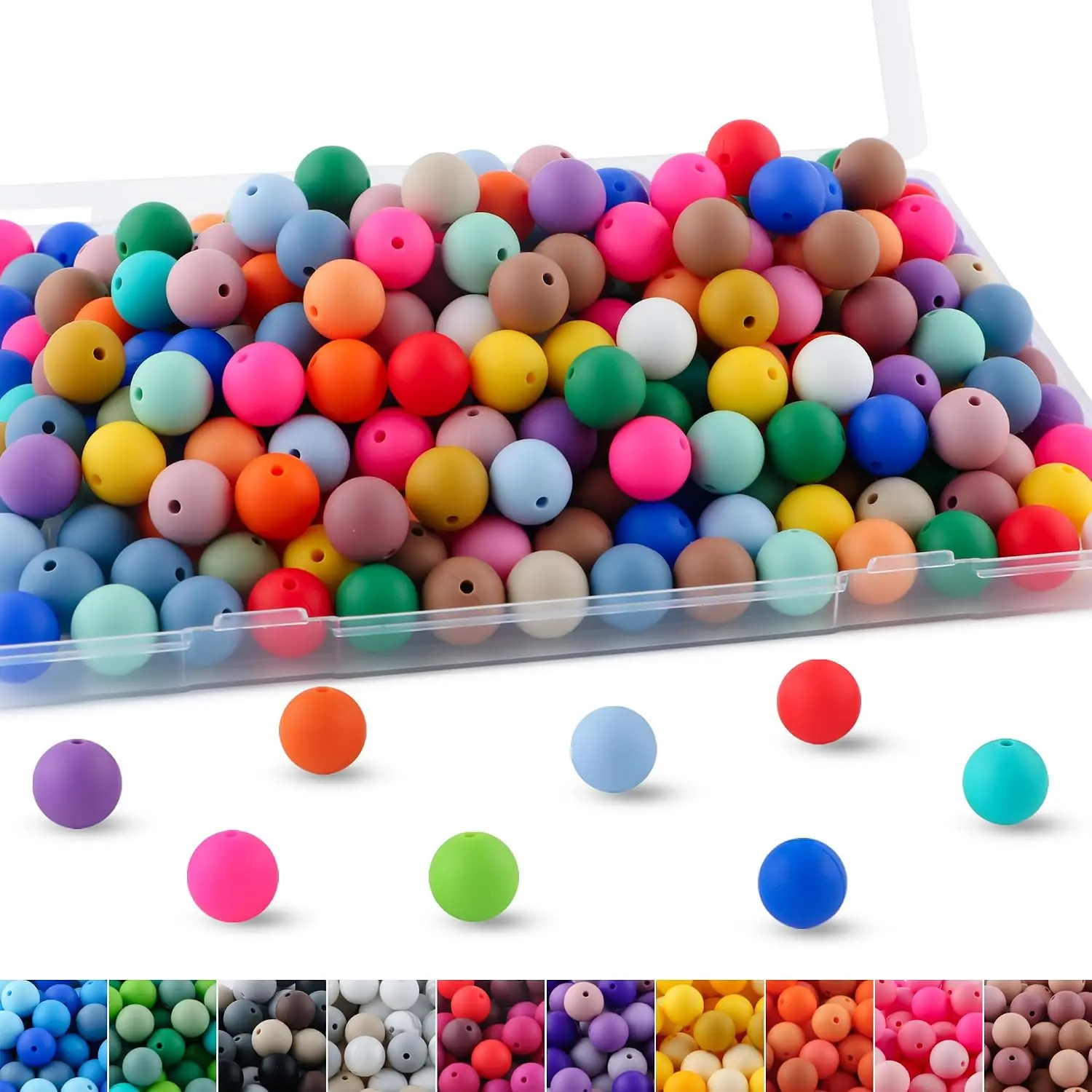 200 count  Color 12mm  Beads for Pens(Multicolor) | Matte 2mm Hole  20 Color  Beads 12mm Fidget Beads DIY Bracelet Pen    Craft Supplies