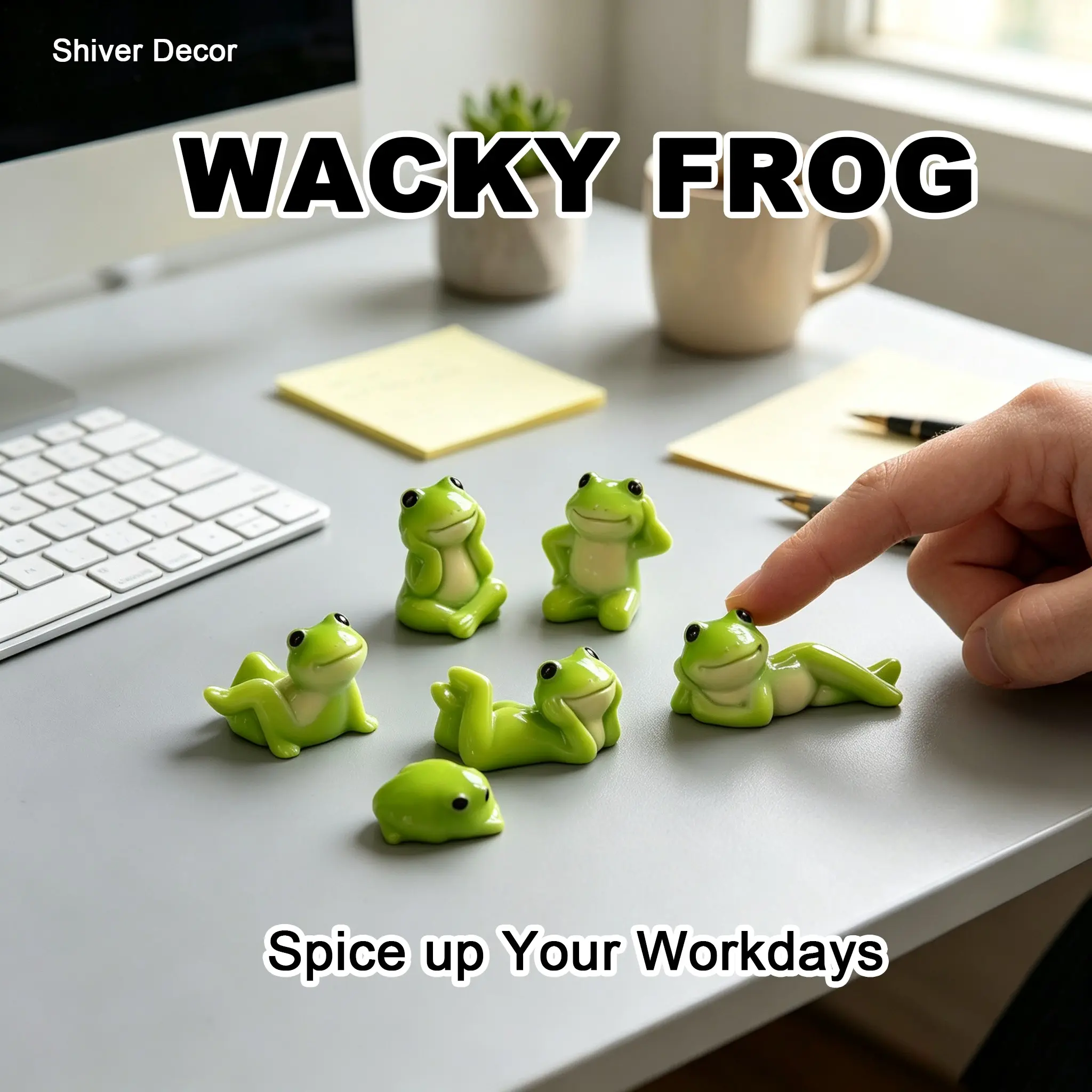 Cute Lazy Frog Figurine Set, Funny Wacky Mini Resin Frog Statues, Whimsical Tiny Green Frog Desktop / Car Dashboard Decor, Micro Landscape Ornaments, Decorative Figurines, Healing Cute Table Decor Gifts To Brighten Boring Daily Life