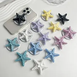 Resin Simulation Starfish Mobile Phone Stand Magesafe Magnetic Phone Holder And Ordinary Sticker Styles Socket Grip