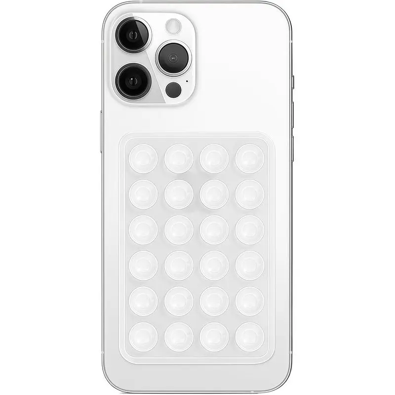 Portable Square Phone Holder with 24pcs Black Silicone Suction Cups, Minimalist Anti-slip Removable Phone Case Sticker Bracket, Smartphone Stand