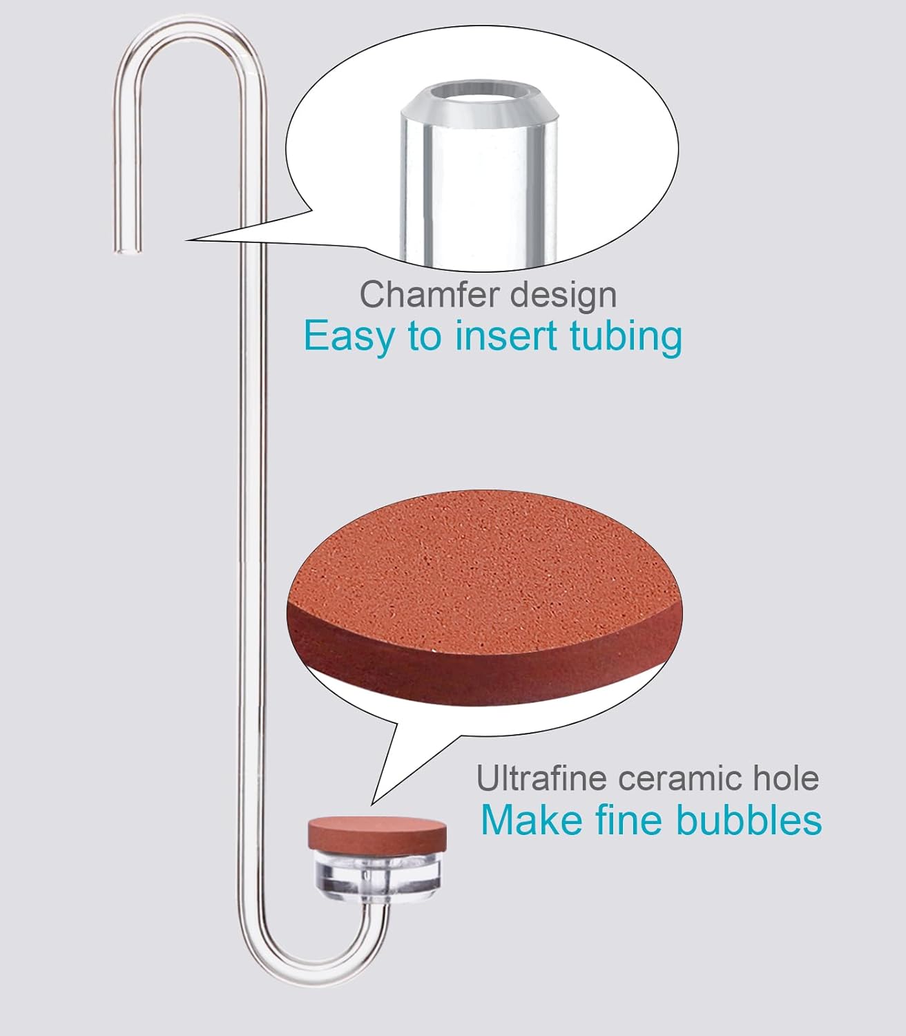 CO2 Diffuser for Aquarium Planted Tank, Hooked version-20cm