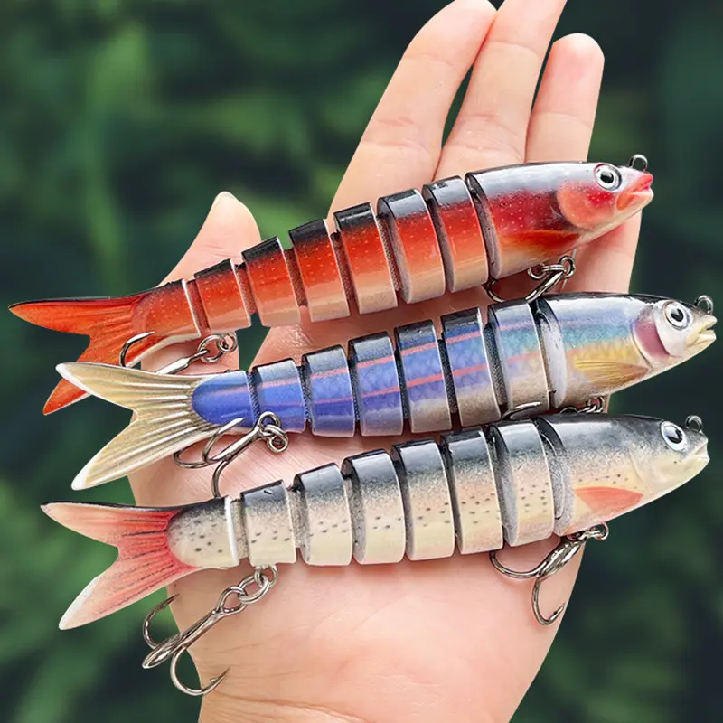 Jointed Swimbaits 3-Pack Set with Tackle Box, 5.3-Inch 8-Segment Sinking Lures with Realistic S-Swim Action for Bass, Trout & Pike Fishing, Outdoor Fishing Supplies, Artificial Fishing Lures