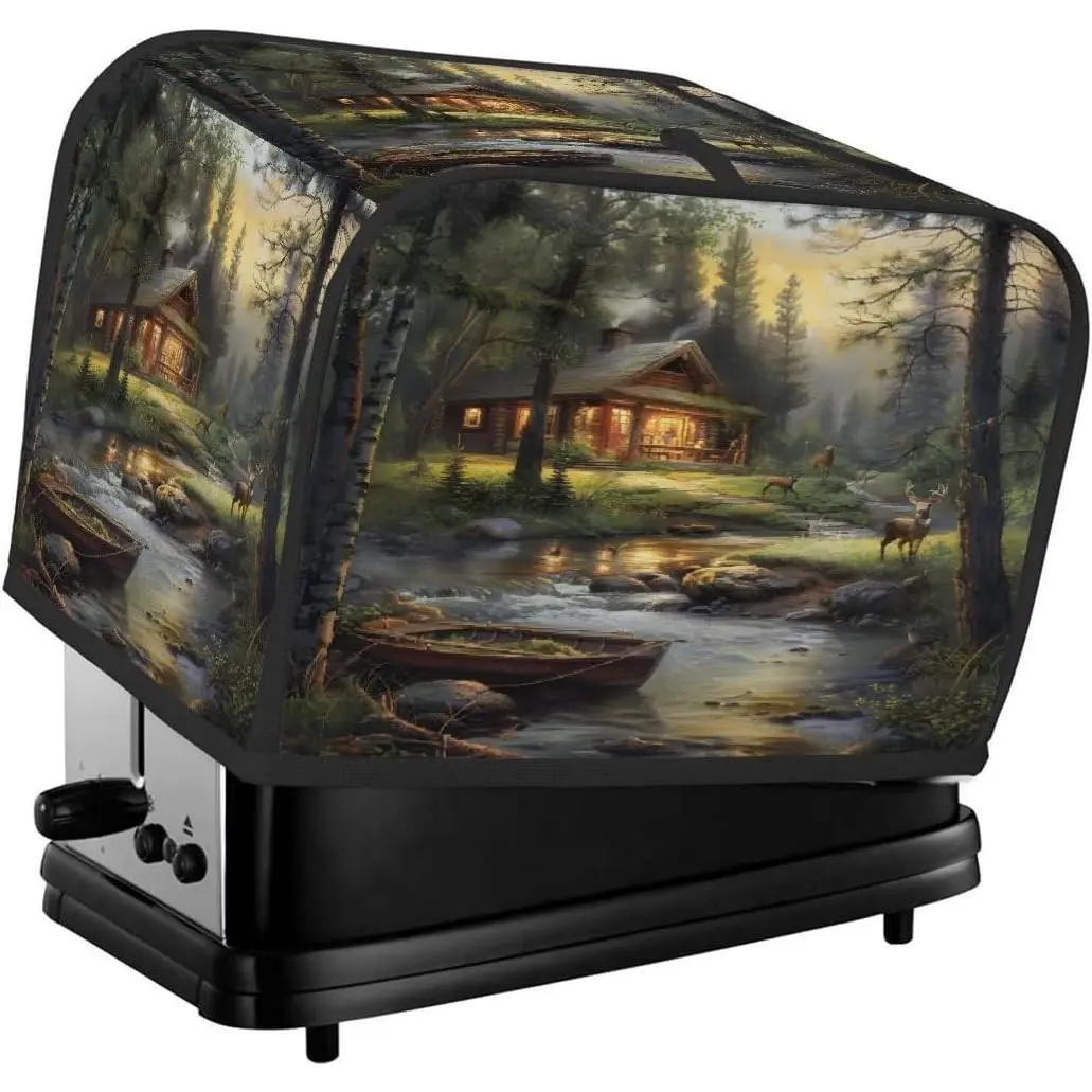 Forest Deer Animal Toaster Cover 2 Slice Wide Slot Washable Kitchen Appliance Covers Fingerprint Bread Machine Dust Cover Small Toaster Oven Accessories Covers Bread Maker Bag Women Gift