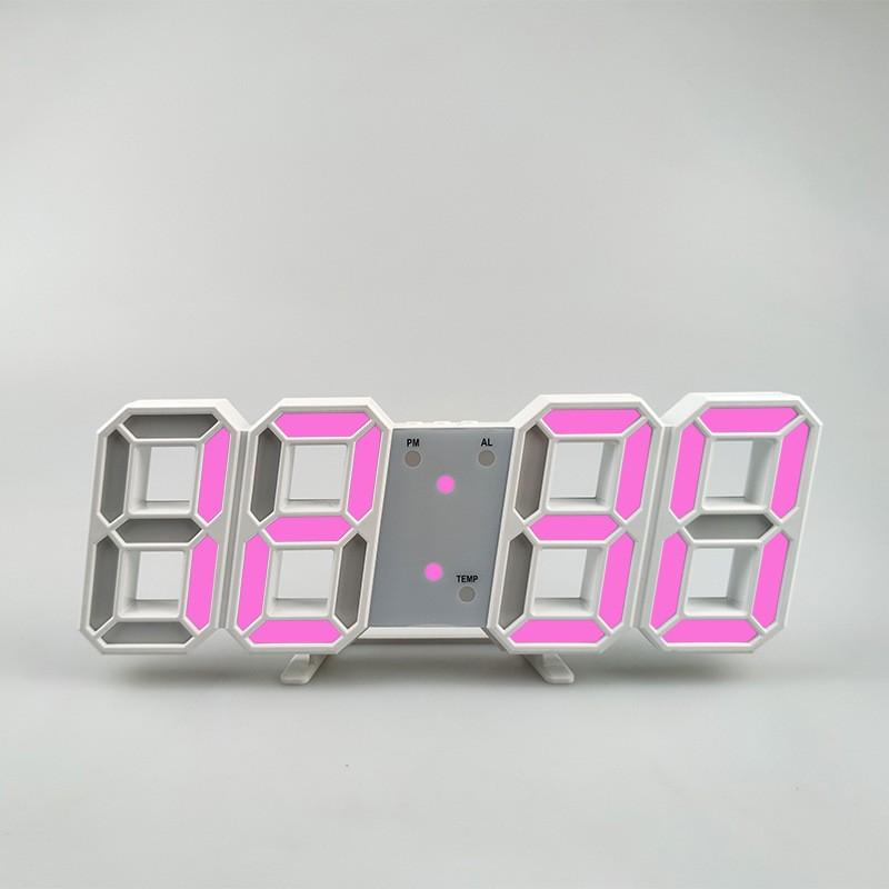 LED Digital Clock, 1 Count Battery Powered Creative Electronic Clock, Multifunctional Creative Mode Adjustable Electronic Clock for Home Decor, Pink, LED Alarm Clock