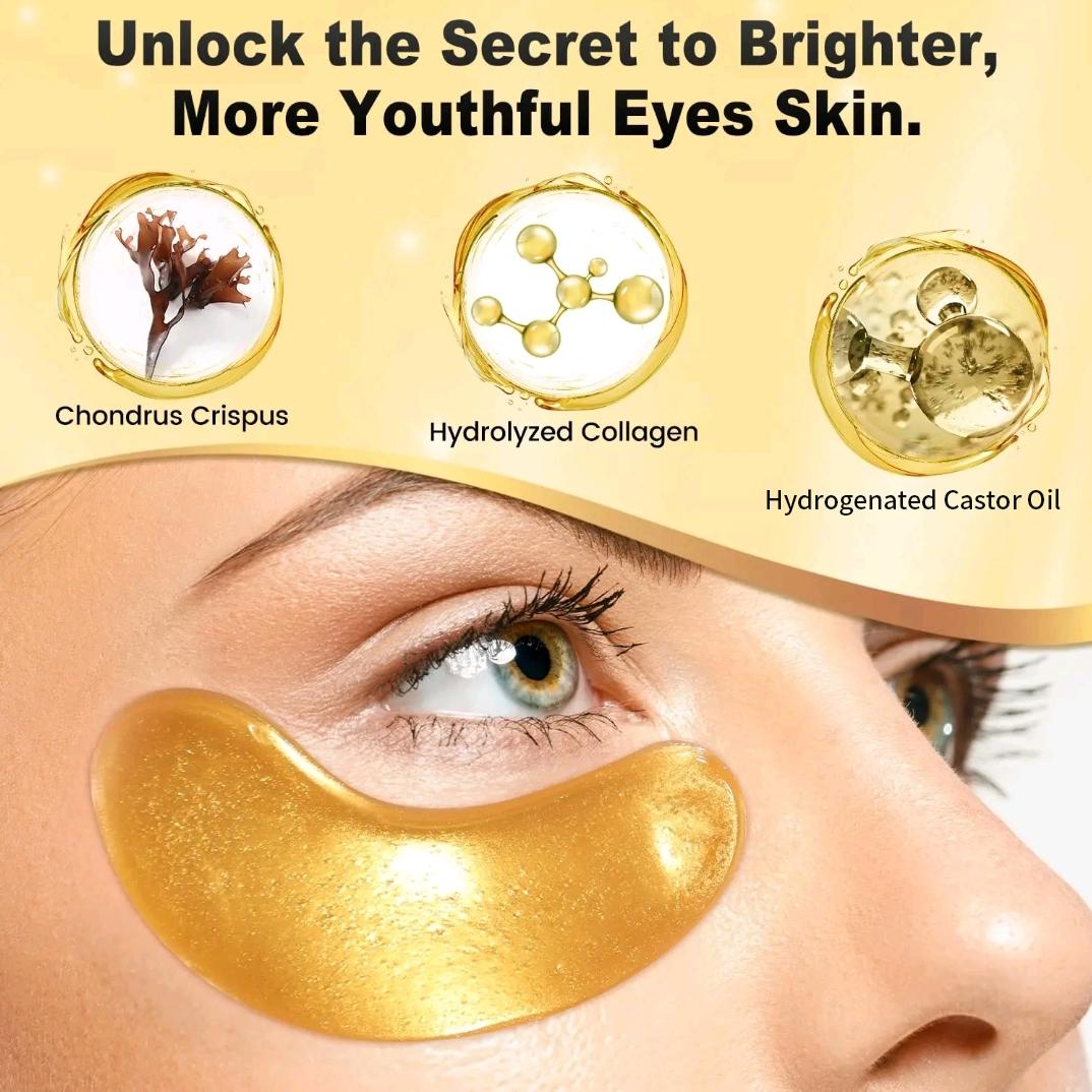 24k Gold Collagen Eye Gel Patches, Eye Mask for Wrinkles and Puffiness, Hydrating Eye Patches, Formulated for Puffy Eyes & Dark Circles, Eye Care Mask for Women & Men, Dark Circle Eye Mask