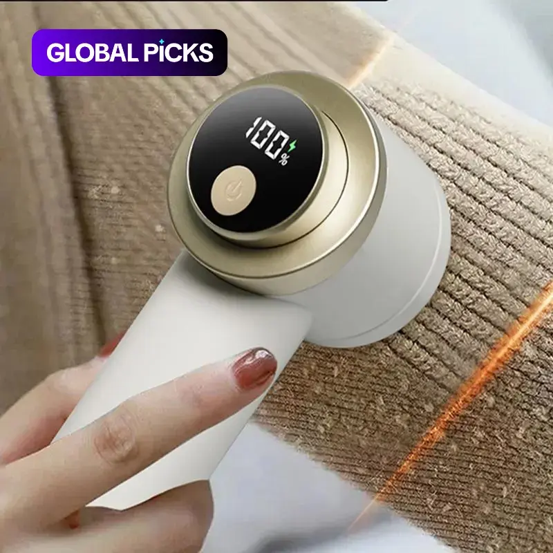 Portable Handheld Electric Lint Remover Tool, Lint Cleaner, Lint Shaver for Clothing, Rechargeable Household Fabric Shaver with Digital LED Display, 6-Blade Fuzz Remover for Clothes, Furniture, Sweaters and Sofas #GLOBAL PICKS