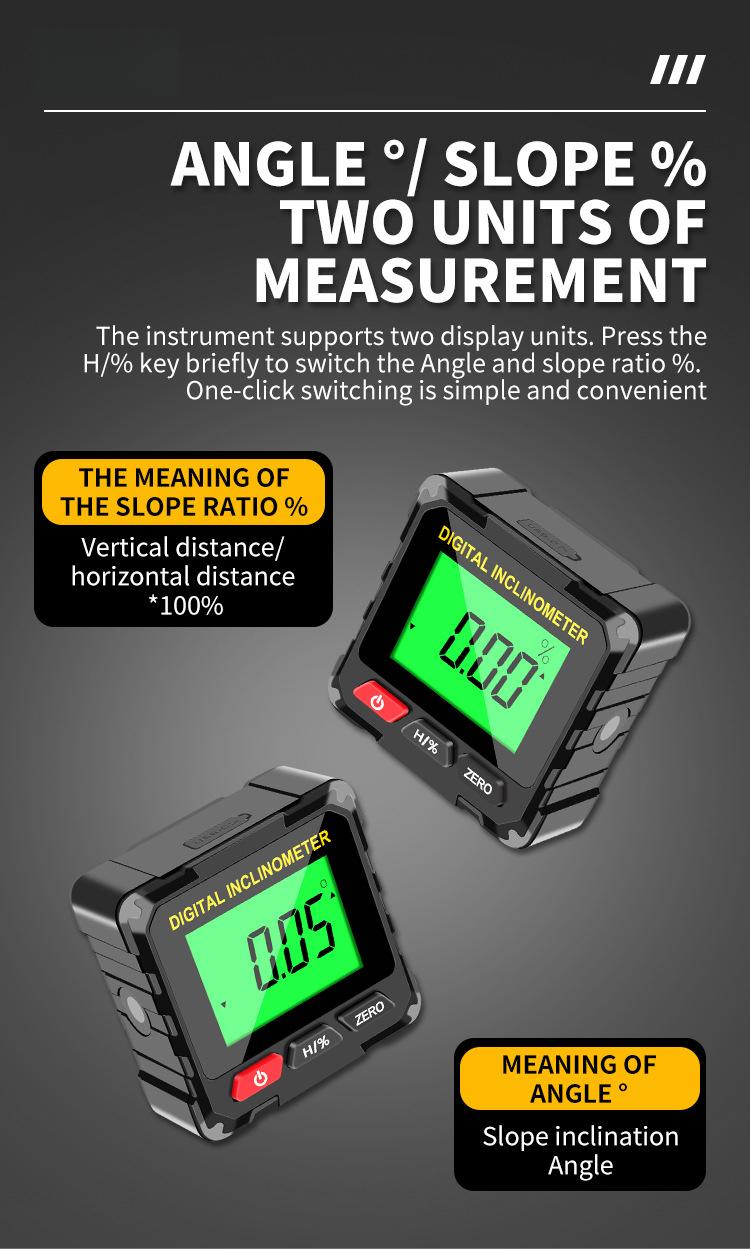 Measurable Four-Side Strong Magnetic Level Slope Straight Line Laser Goniometer Multifunctional Digital Display Inclinometer Multifunctional Stud and Wire Finder electronic laser Self-Leveling Rechargeable