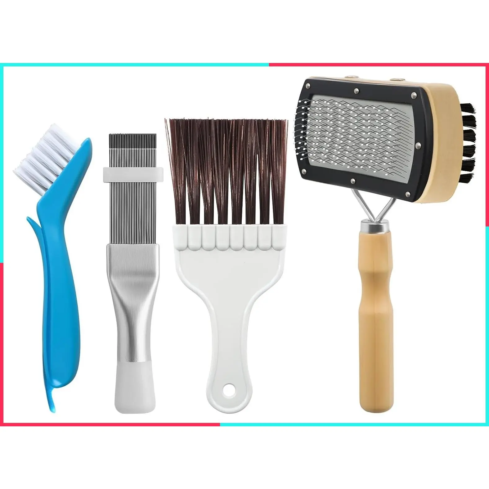 4Pcs AC Coil Cleaning Brush Set, Fin Brush for AC Unit, Air Conditioner Condenser & Evaporator Coil Cleaner, Fridge Cleaner Tool