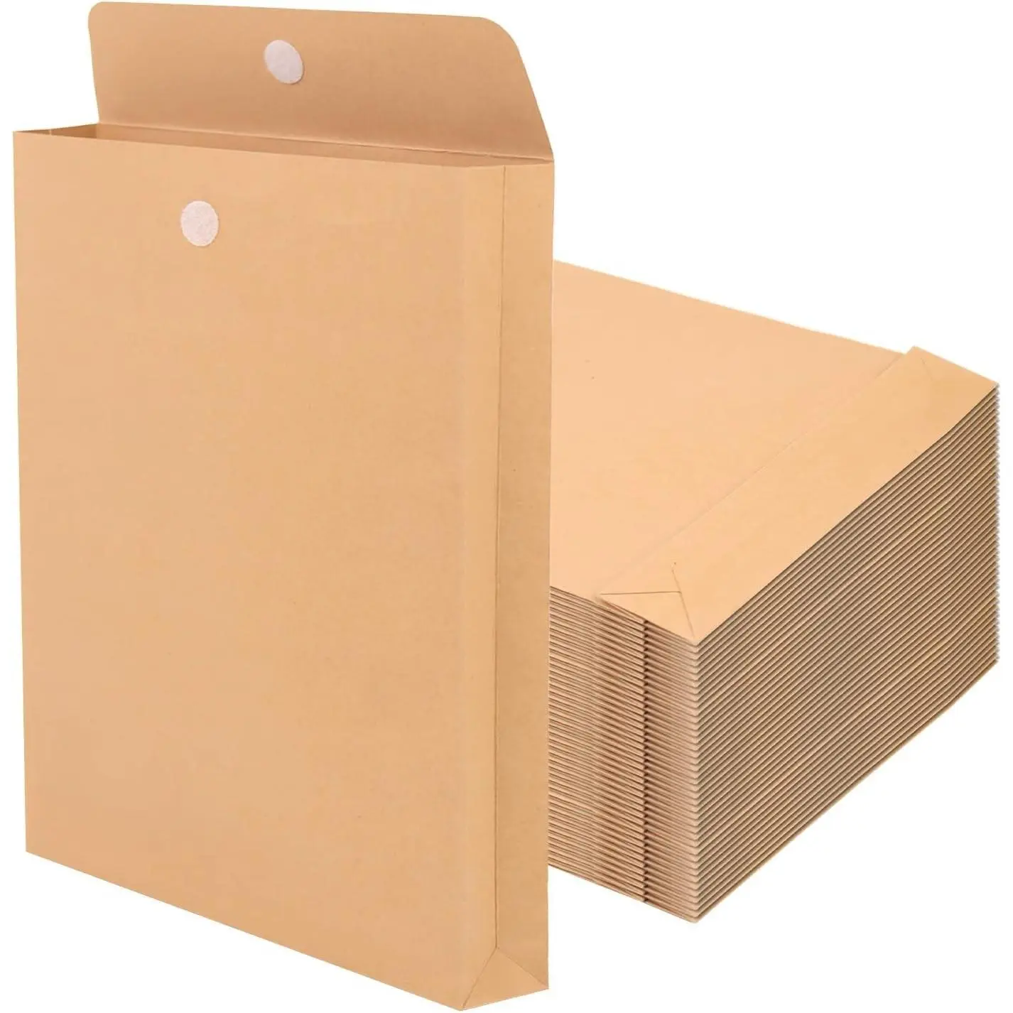 30 Pack Expandable Large Envelopes 9.4" x 13.2", 200 GSM Mailing Envelopes with Hook and Loop Closure, Manilla Envelope for Documents, Magazines, Photos