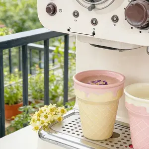 Cute Ice Cream Ceramic Cup, Multi-Functional Coffee Holder, Yogurt Dessert Bowl, Microwave & Dishwasher Safe, Perfect Gift for Birthdays