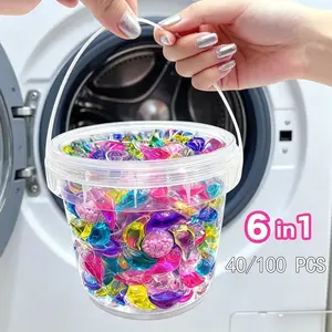 6-in-1 Laundry Pods, Long-lasting Fragrance, Laundry Scent Booster, 40 Pods/Box, Softening, Color Protection, Antibacterial and Anti-mite, Cleansing, Stain-removing Fragrant Beads, Laundry Detergent, Laundry Capsules, Scented Detergent Balls