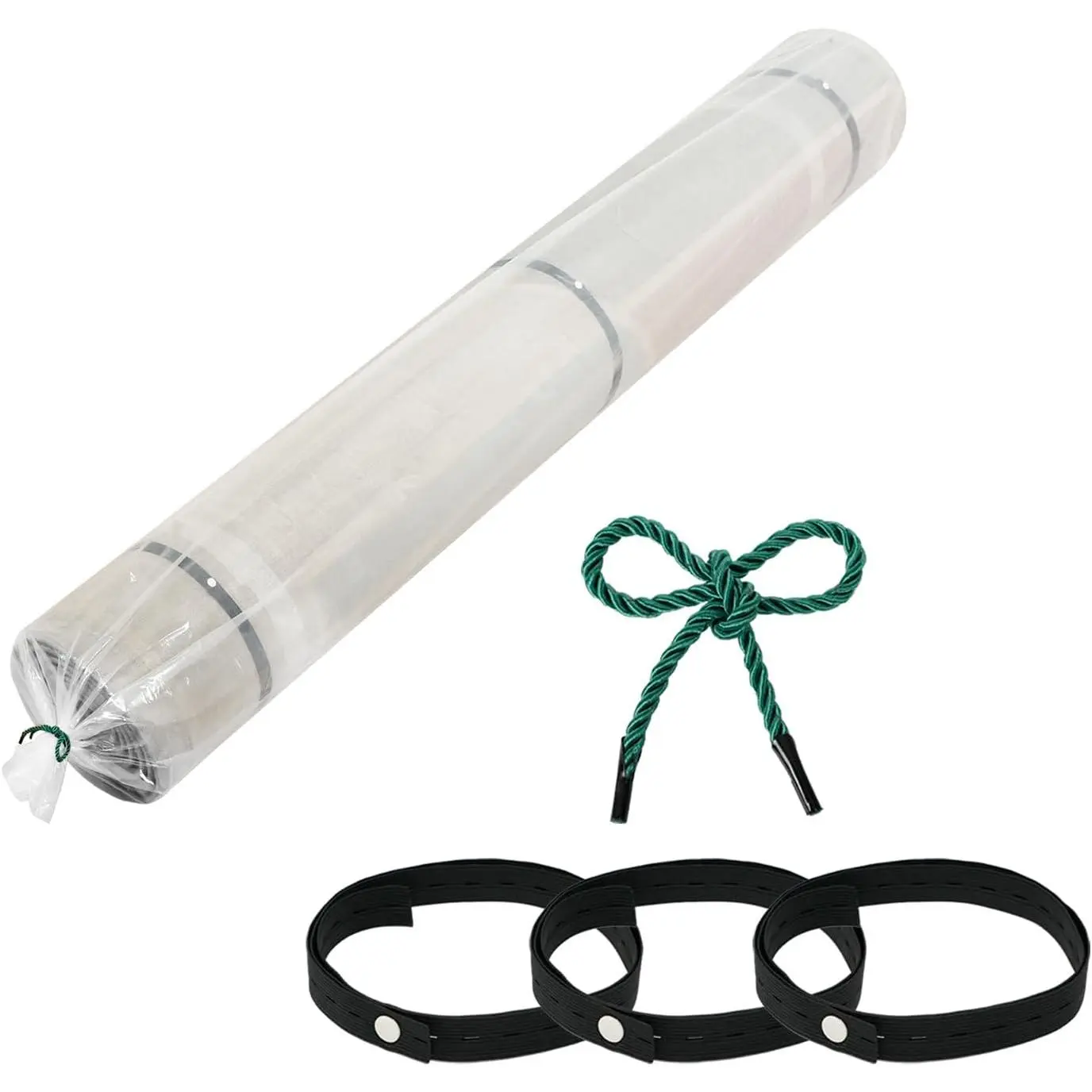 Plastic Rug Storage Bag (Fits Rolled Rugs up to 6' x 9'), 3 Mil Heavy Duty Carpet Bag with Elastic Band and Rope, Ideal for Storage, Moving, Packing,  Size 92 x 22 inches (1, Large)