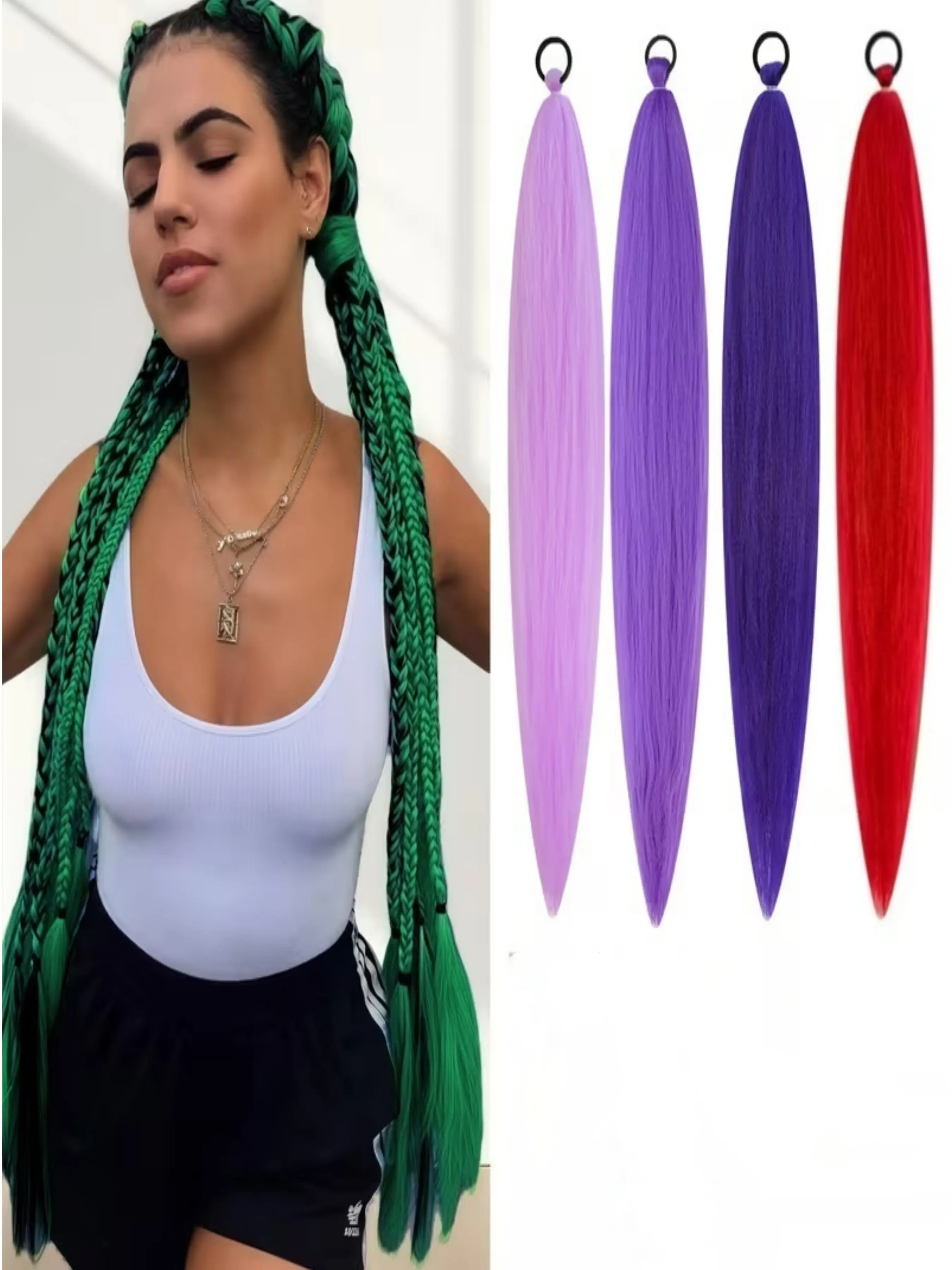 2Pcs 24 Inch Pre Stretched Braiding Hair Extensions Colorful Jumbo Box Braids Y2K Hip Hop Ultra Light Smooth Synthetic Braids Multi Bright Colors For Women Halloween Christmas Carnival Music Festival Cosplay Party