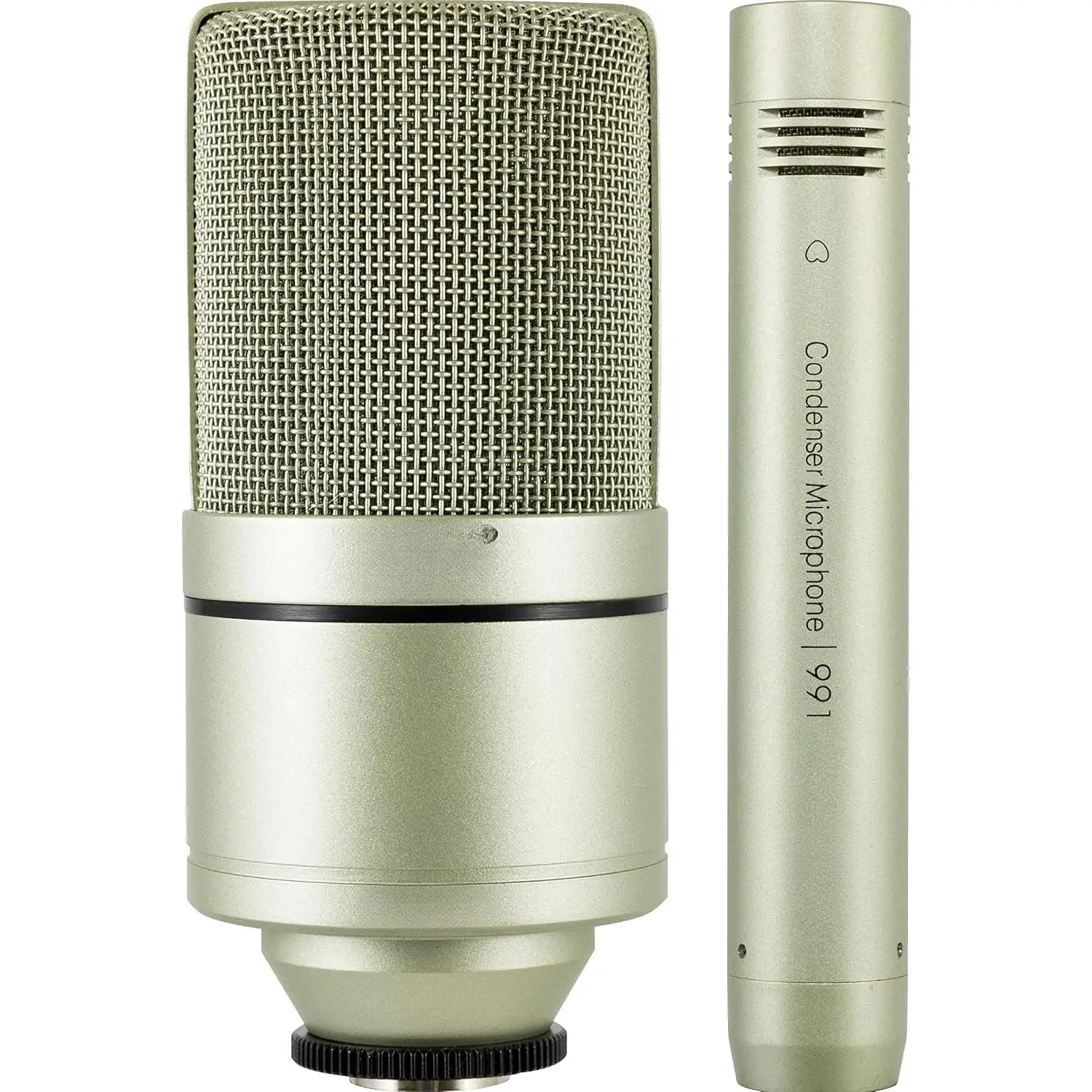 990/991 Large & Small Diaphragm Condenser Microphone Bundle Kit, XLR Cable, Cardioid Polar Pattern, 30Hz-18kHz Frequency Response, 6-Micron Sputtered Diaphragm, for Studio Use (Champagne), Balanced Output