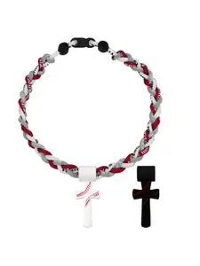 Boys Baseball Necklace 8-12 Years, Triple Rope Hurricane Sports Necklace with Cross Pendant, Soft Silicone Cord, Inspirational Gift