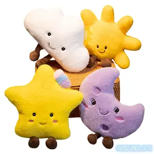 Insta-style sun, moon, clouds, stars, plush toys with feet and star-shaped eyes. Healing colors perfect for sofa decorations. A delicate and cute pillow gift for girlfriends, perfect for Valentine’s Day or birthdays.
