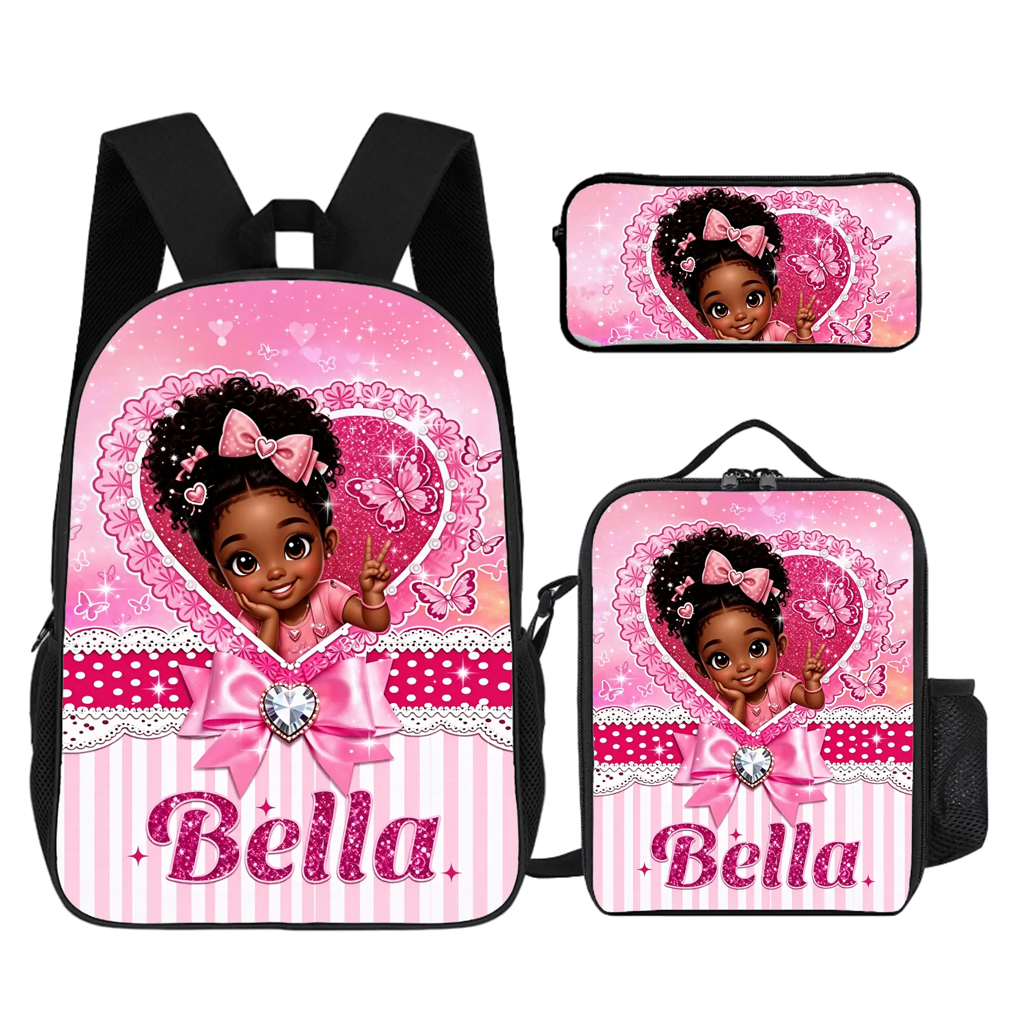 Afro Girl Princess Backpack Set For Girls, Delicate Fairy Floral Print Student Backpack With Multi-Pocket Layout. Durable Kid-Safe Material, Sweet Surprise Gift For Girls.   # TikTokMadeMeBuyIt # AfroGirlPrincessBackpackSet # GiftForDaughter