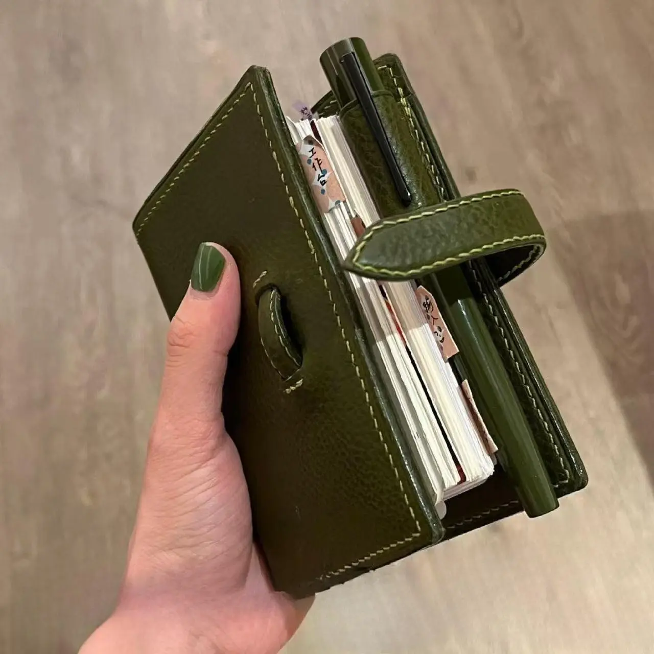Olive Green M5 Format Rectangular Loose-Leaf Note Taking Notebook - Thick Paper Insert Aesthetic Loose-Leaf Hand Ledger for Adult Schedule Planning, Daily Journaling (Home Supplies, Home Decor), Aesthetic Notebook