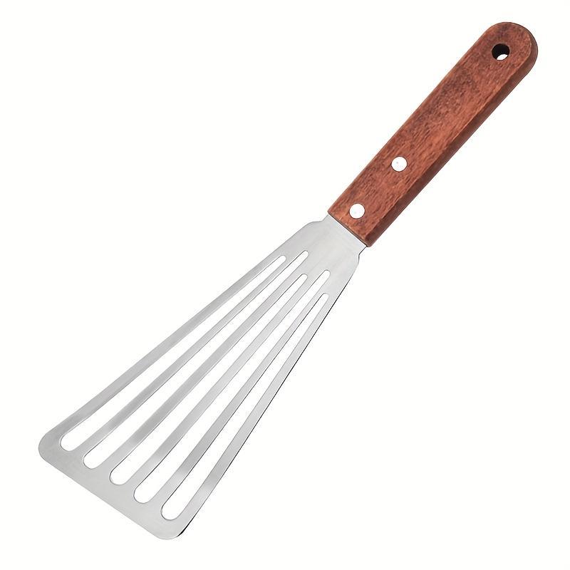 Heavy-Duty Stainless Steel Flipping Spatula- Professional Restaurant and Home Kitchen Tool with Non-Slip Grip- Versatile Pancake, Steak, Fish, Burger Flipper- Easy-Clean Design for Grilling, Frying, and Stir-frying- Ergonomic Wooden Handle