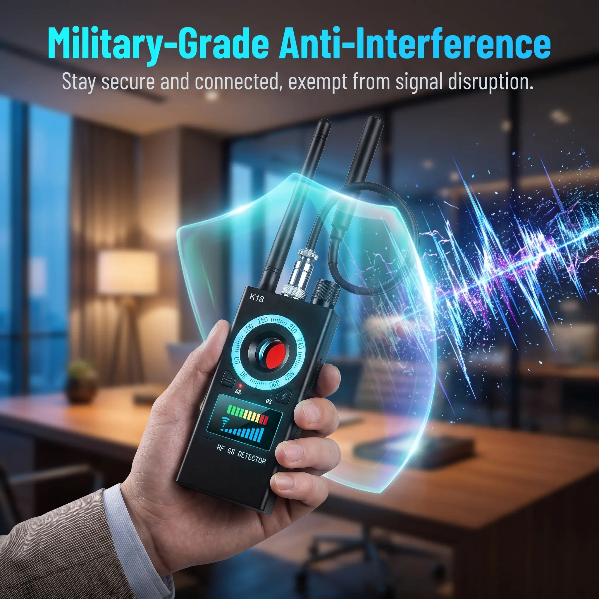 Upgraded Anti-Spy Hidden Camera Detector, RF GPS Bug Finder with 25H Working 30D Standby for Travel Hotel Office Privacy Protection