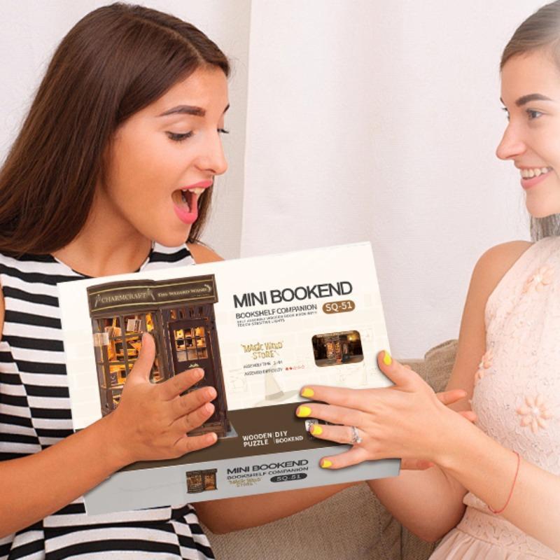 Magic World 3D Wooden Handmade Puzzle, DIY Book Nook Kit, DIY Model Kit, 3D Desktop Decoration Ornament, DIY Model Kit for Bookshelf Decoration