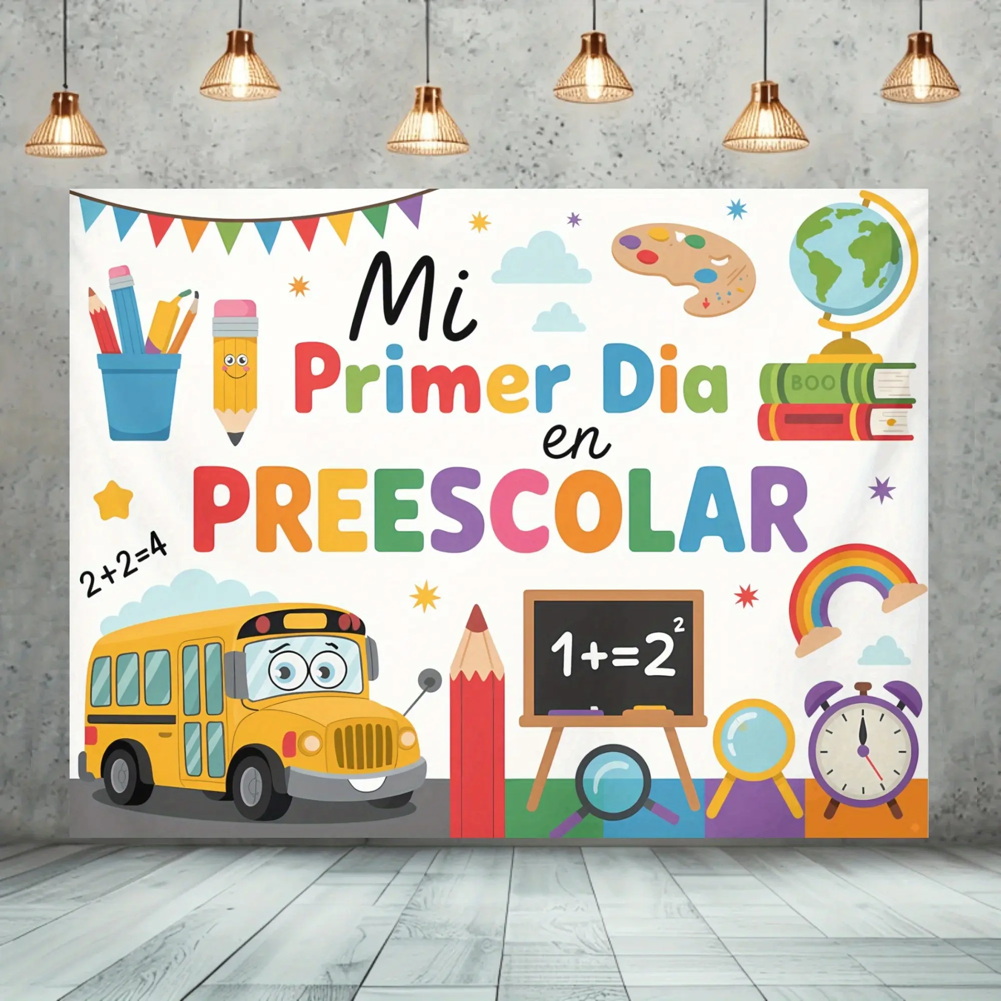 Colorful Retro Print Preschool Welcome Backdrop Banner - Lightweight Home Decor Tapestry, Classroom Wall Gift for Photography Backgrounds, Learning Spaces