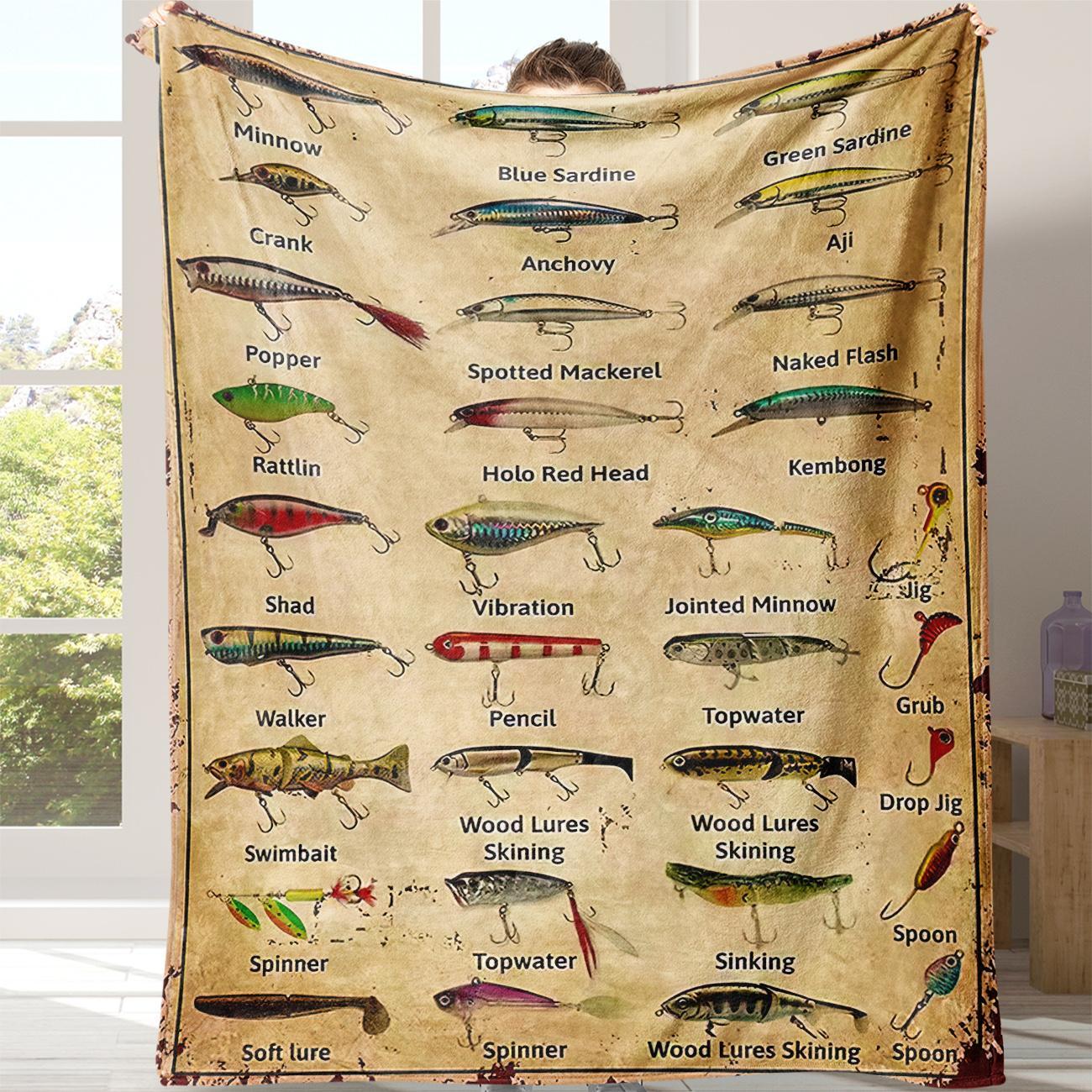 Fish Pattern Flannel Blanket, 1 Count Soft Comfortable Warm Throw, Air-Conditioned Room Blanket, Easter Gifts Warm Nap Blanket For Home Office Travel Camping, All Season Blanket, Room Accessories, Funny Gift