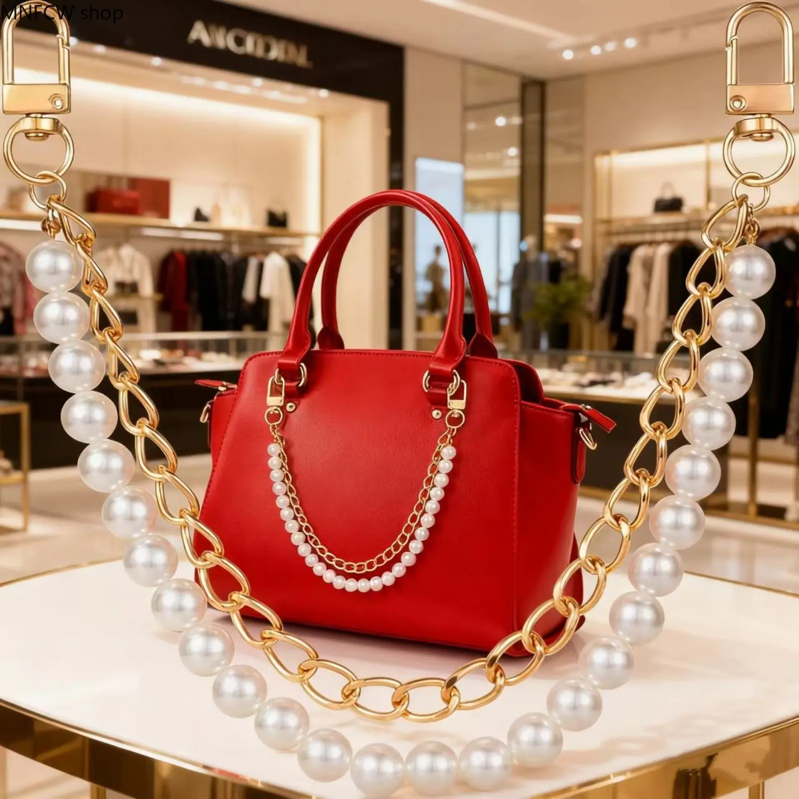 Chanel-Inspired Pearl Phone Charm Chain | Elegant Anti-Lost Wrist Strap for Phone & Bag | Chic Double-Layer Pearl Decorative Chain for Handbags Note: (This is the chain used to decorate the bag, not the entire bag.)