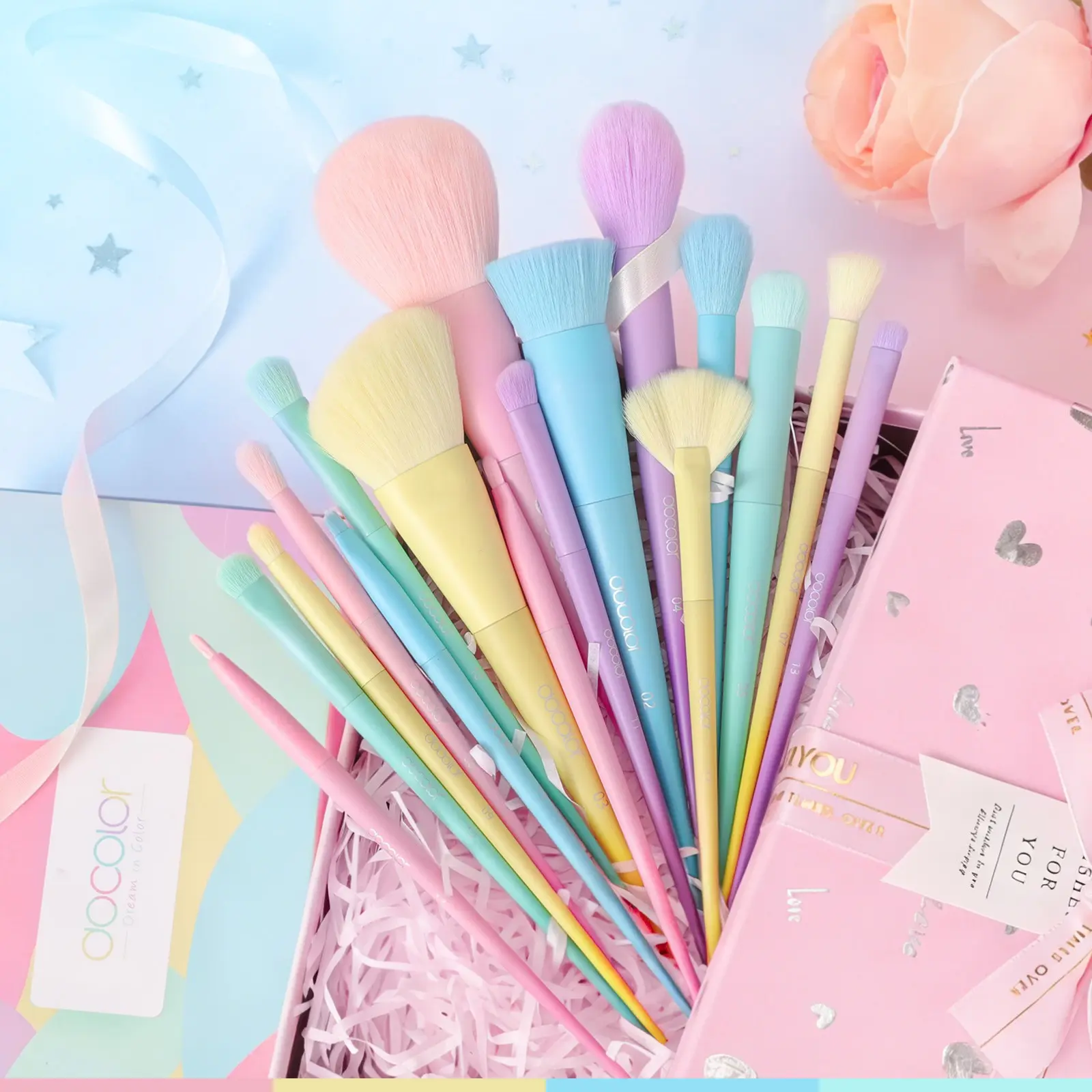 17-Piece Unicorn-Themed Cosmetics Brushes Set, Covering Everything from Foundation to Lip Makeup, Soft and Skin-Friendly without Any Scratchiness—Flawless Look for Beginners, Makeup Brush Sets