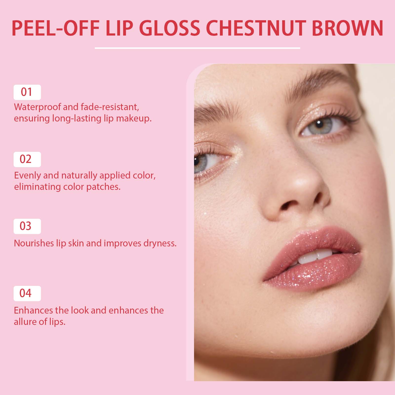 The Peel-Off Lip Gloss Naturally Shows Color, Has A Gentle Luster, Is Light And Non-Sticky, And Is Versatile And Portable