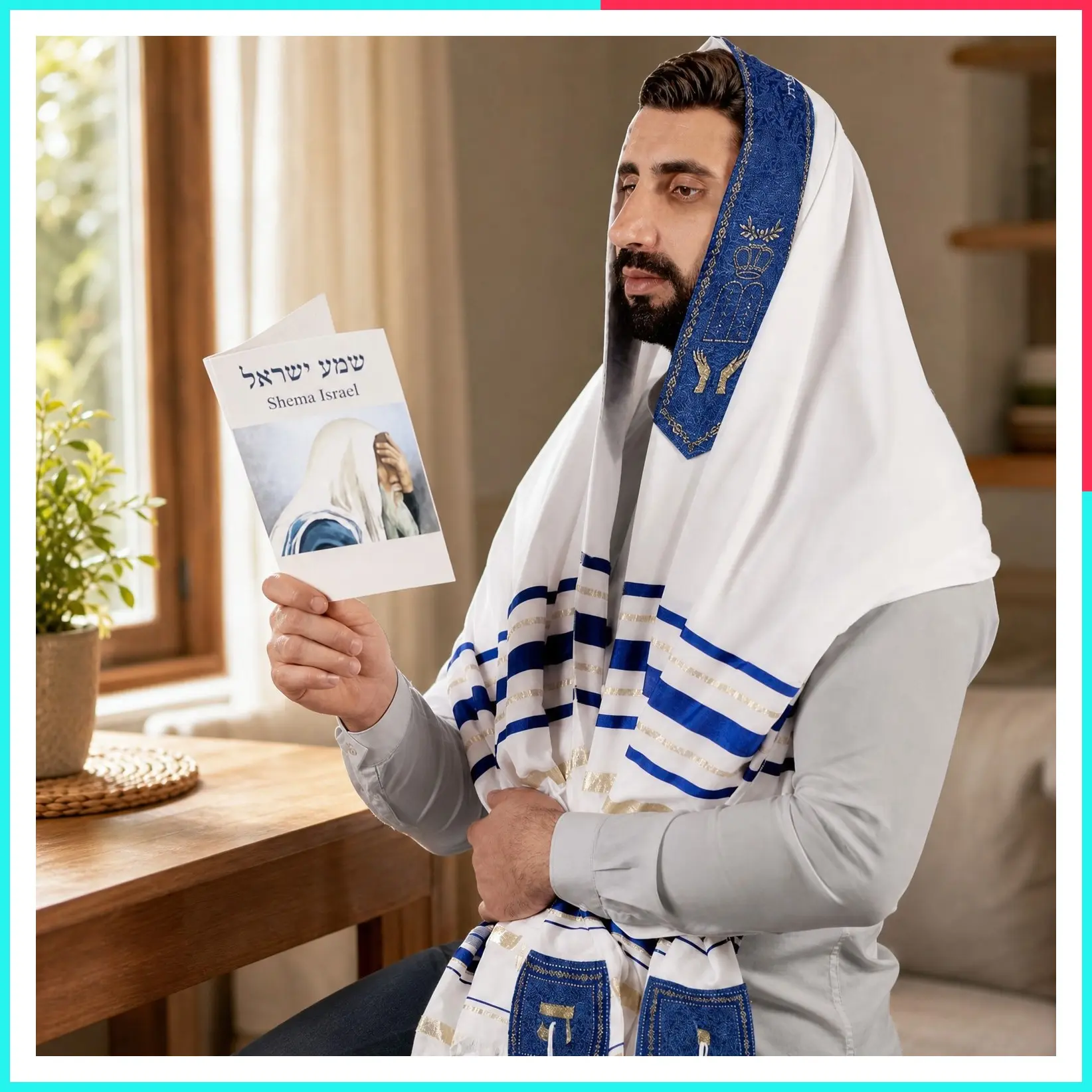 XL Tallit Prayer Shawl from Israel - 72x36 Inches - Lord's Name Spelled on 4 Corners