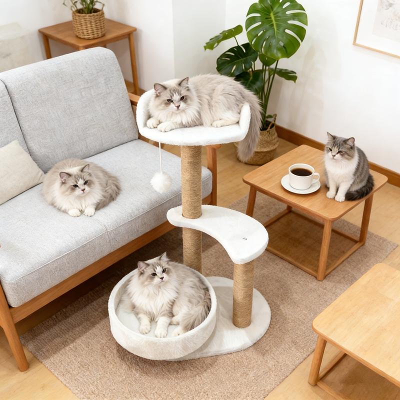 Large Multi-Layer Cat Tree Apartment Villawith Artificial Leaves,Anti-Caress Design,Durable Base, Suitable for Indoor Cats