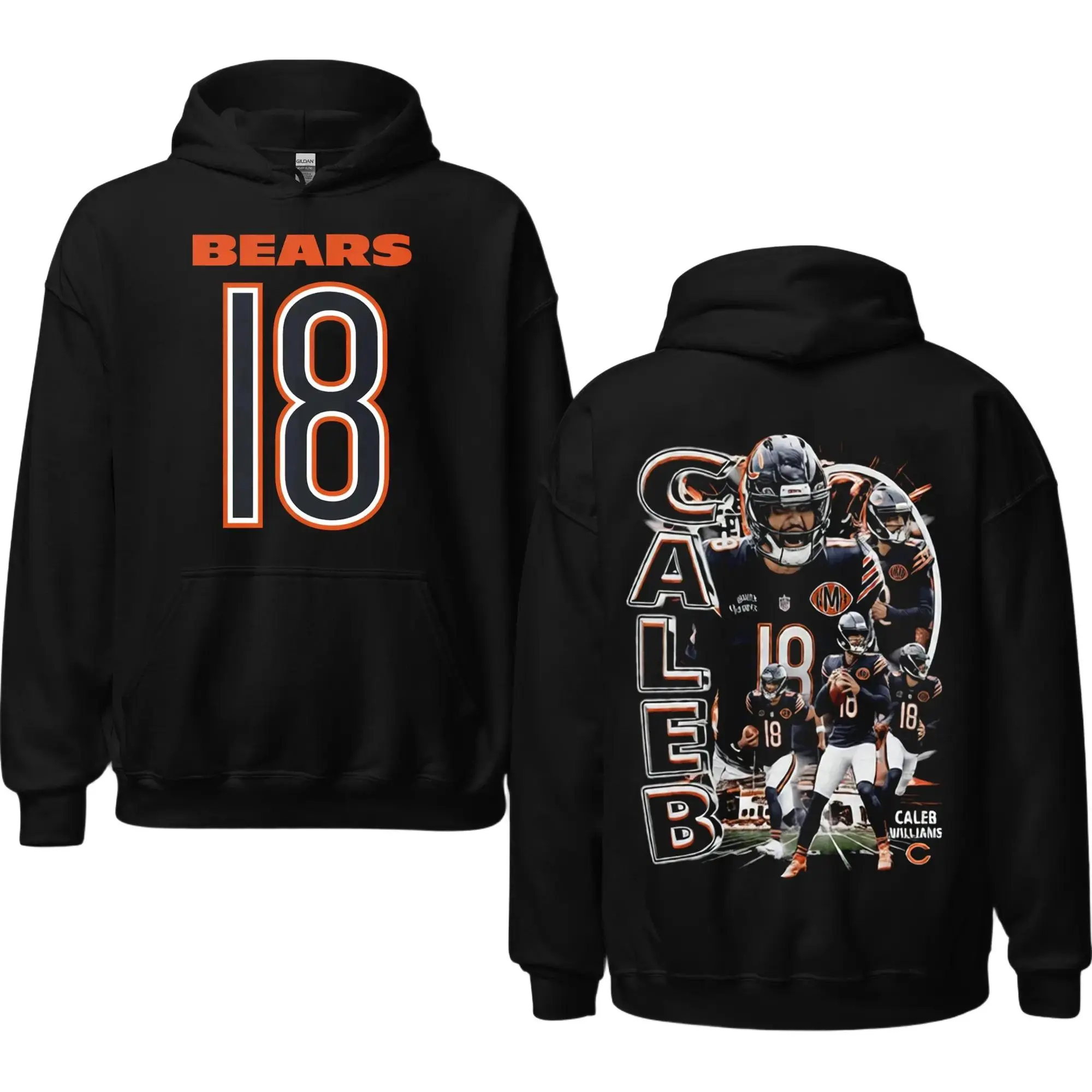 [Sale Up To 50%] Unisex Caleb Williams Highlight Hoodie, Vintage Sport Shirt, Bears Football Players Shirt, Game Day Outfits, American Football Graphic Shirt, Gift For Football Fans