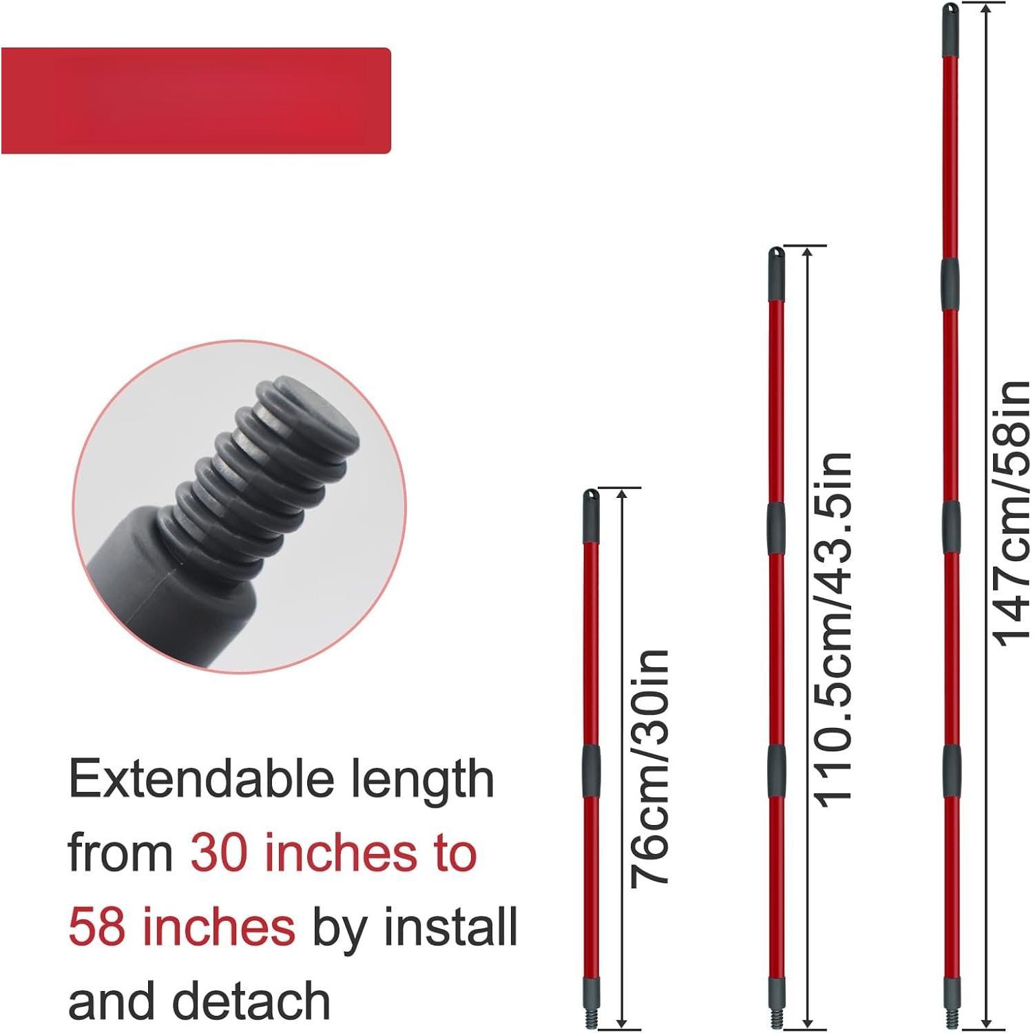 Mop Handle Replacement for Ocedar 4 Section Spin Mop Handle Compatible with Ocedar Spin Mop Refills and Brooms, 30" to 58" Mop Stick for Cedar Floor Cleaning,  Threaded Joint