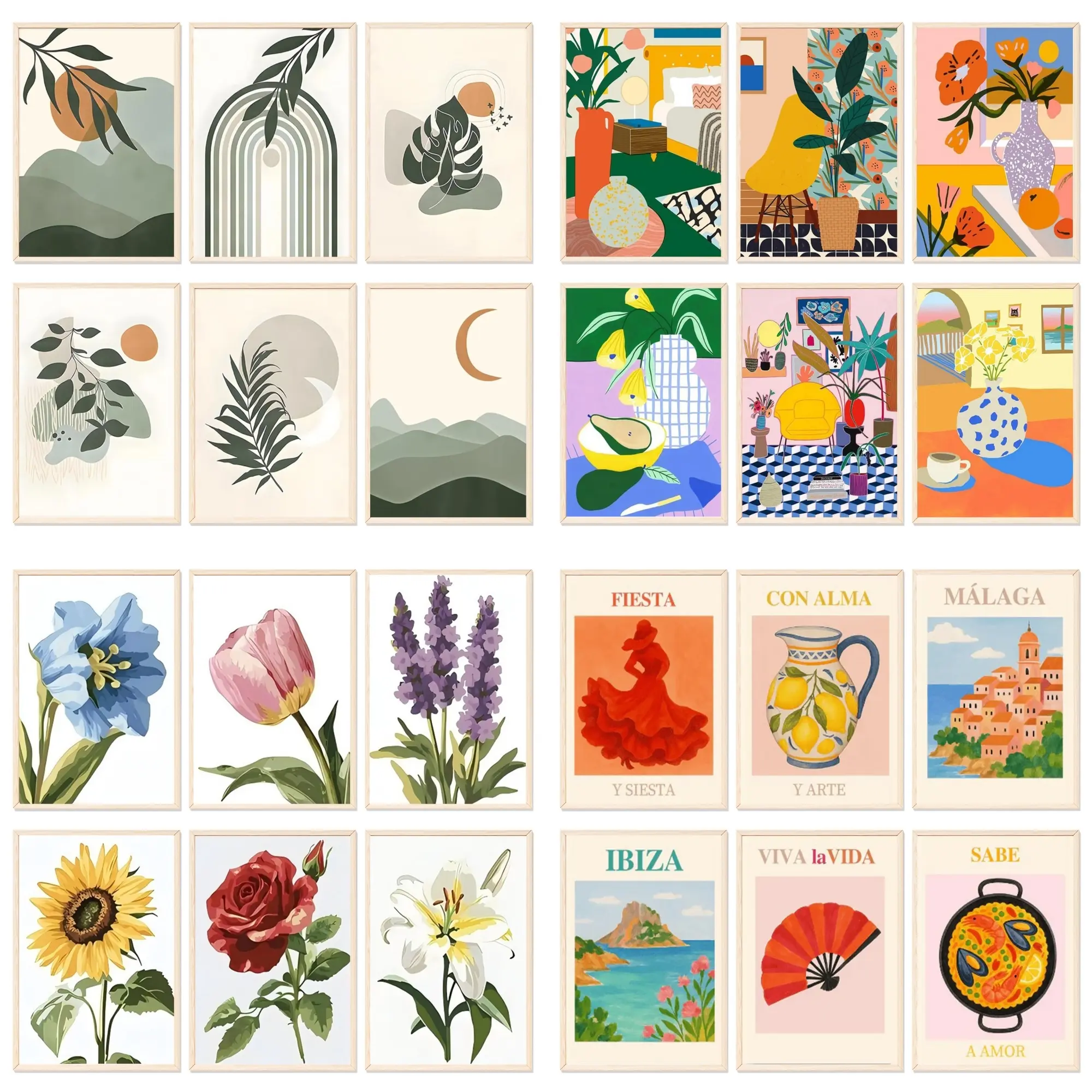 6pcs Paint By Numbers Kit for Adults Beginners - 8x12in / 20x30cm Canvas, Easy DIY Landscape of Green Plants and Flowers Acrylic Painting Set - Wall Decor for Living Room and Bedroom, Creative Gift for Birthday, Mother's Day and Christmas, Without Frame