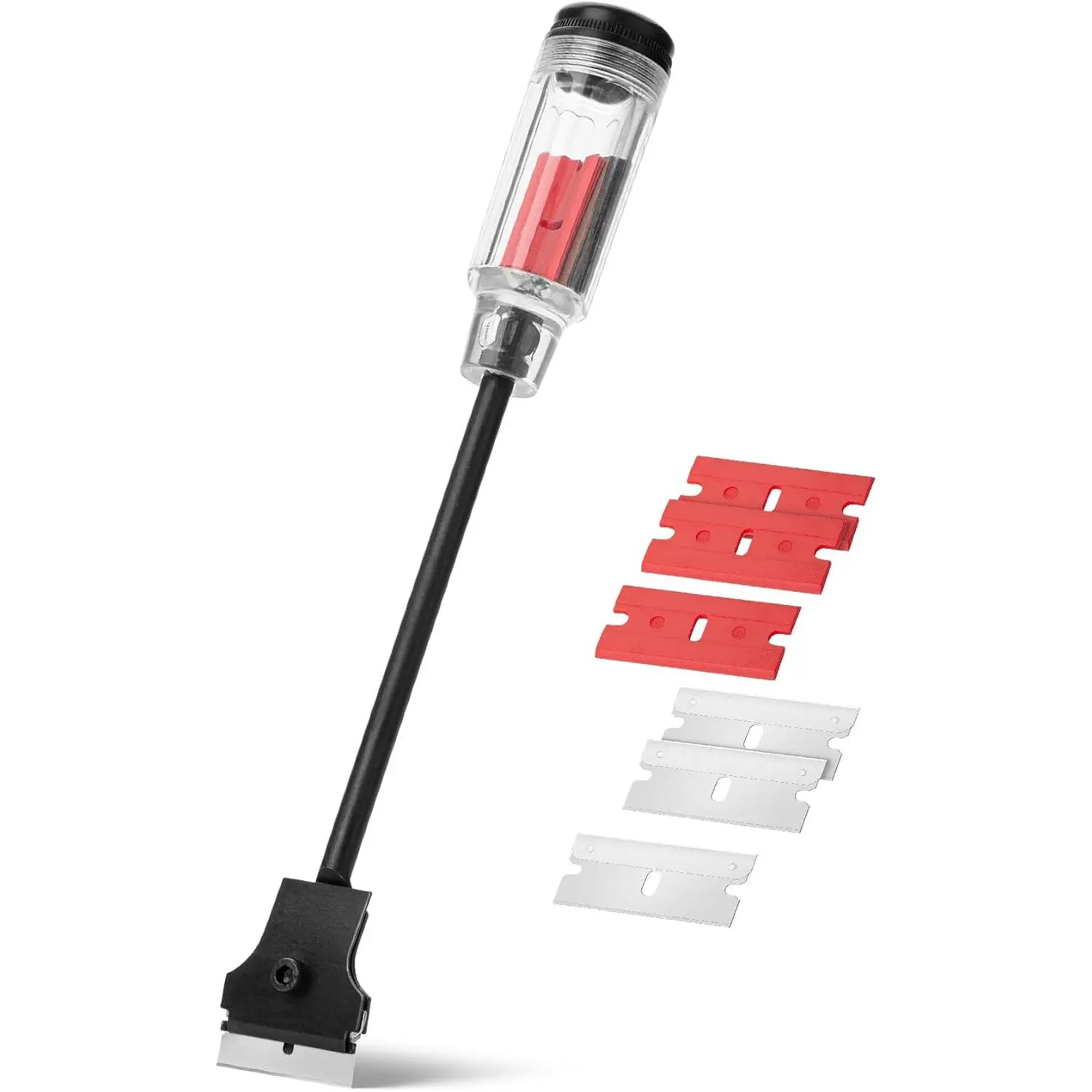 - Long Reach Extension Scraper, 11-Inch Razor Scraper Tool| With 3 Edged & 3 Blades Long Handle Window Scraper for Removal & Surface Work