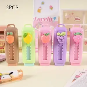 2-Pack Push-Pull Erasers, Cute Slide Design, Extendable Clean Eraser with Less Dust, Ideal for Office Use, Perfect for Writing Tools