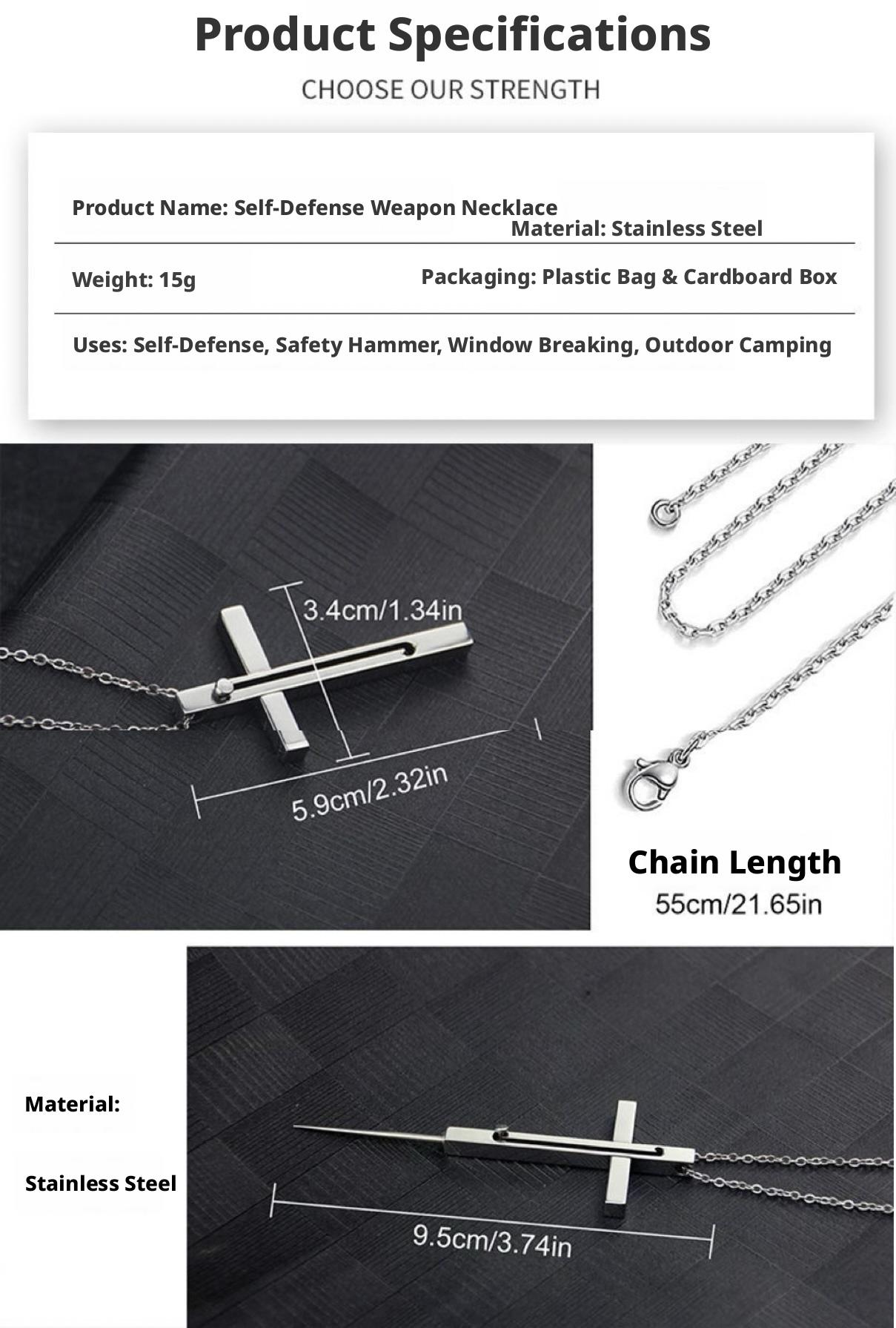 Portable Self Defense Necklace for Women Hidden Emergency Alarm Anti Attack Safety Jewelry Legal Personal Protection