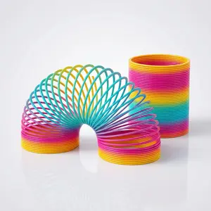 [Rainbow Spring Toy] 1pc Color Circle - Elastic Circle - Rainbow Spring Toy - Dynamic Education Stack Spring Round Toy - Rainbow Color - Party Gift Entertainment Learning Tool - Random Color