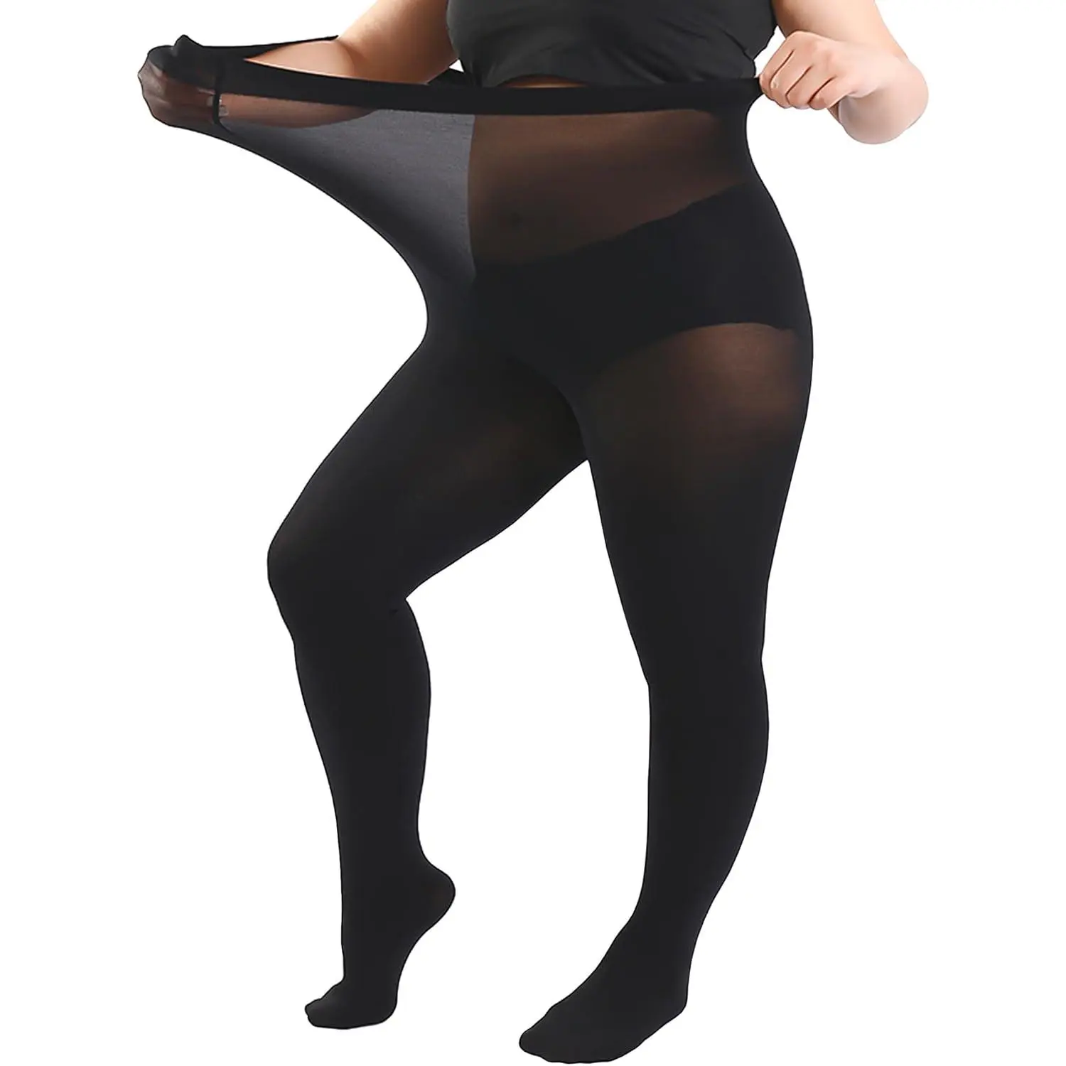 Artfasion Women Plus Size Tights: Semi Solid Opaque High Waist Pantyhose | 70D Soft Breathable Tummy Control Stretch Stocking for Thick Thighs Curvy Hosiery Work & Dress (Size: XL-4XL)